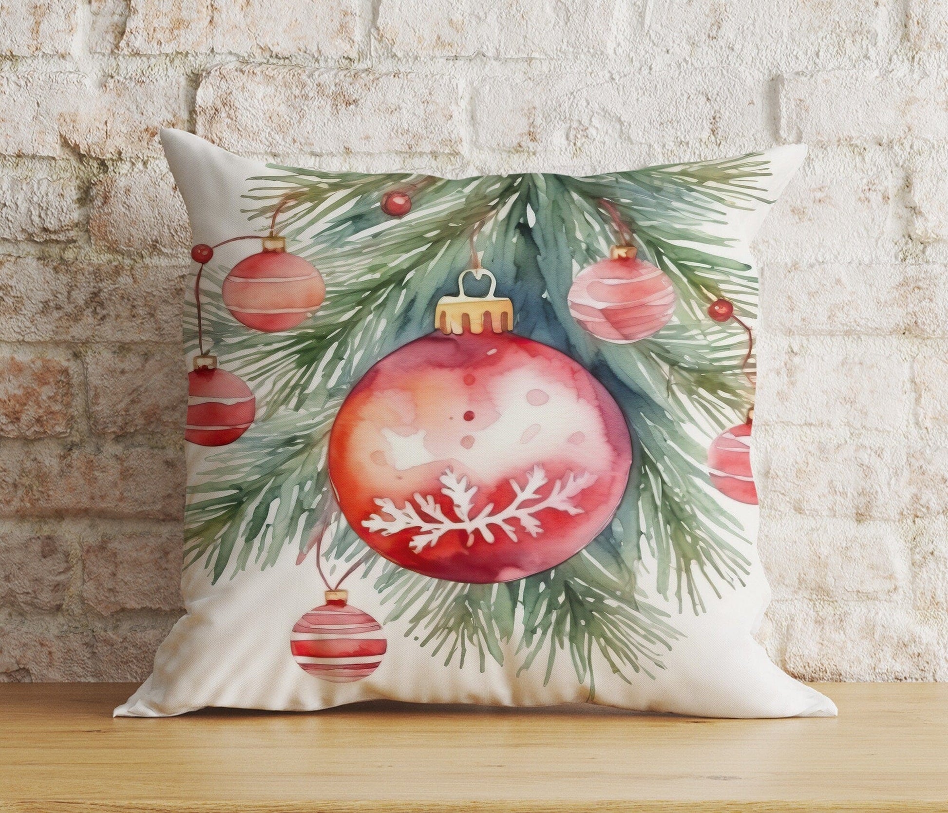 Onay 4 / 12 x 12 inch (30 x 30 cm) Double Side Festive Christmas Snowflake Rustic Plaid Cushion Cover