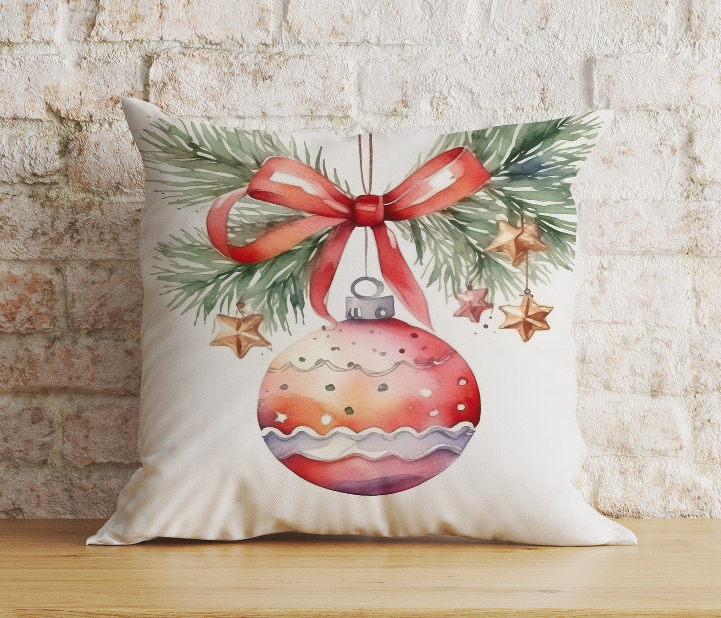 Onay 2 / 12 x 12 inch (30 x 30 cm) Double Side Festive Christmas Snowflake Rustic Plaid Cushion Cover