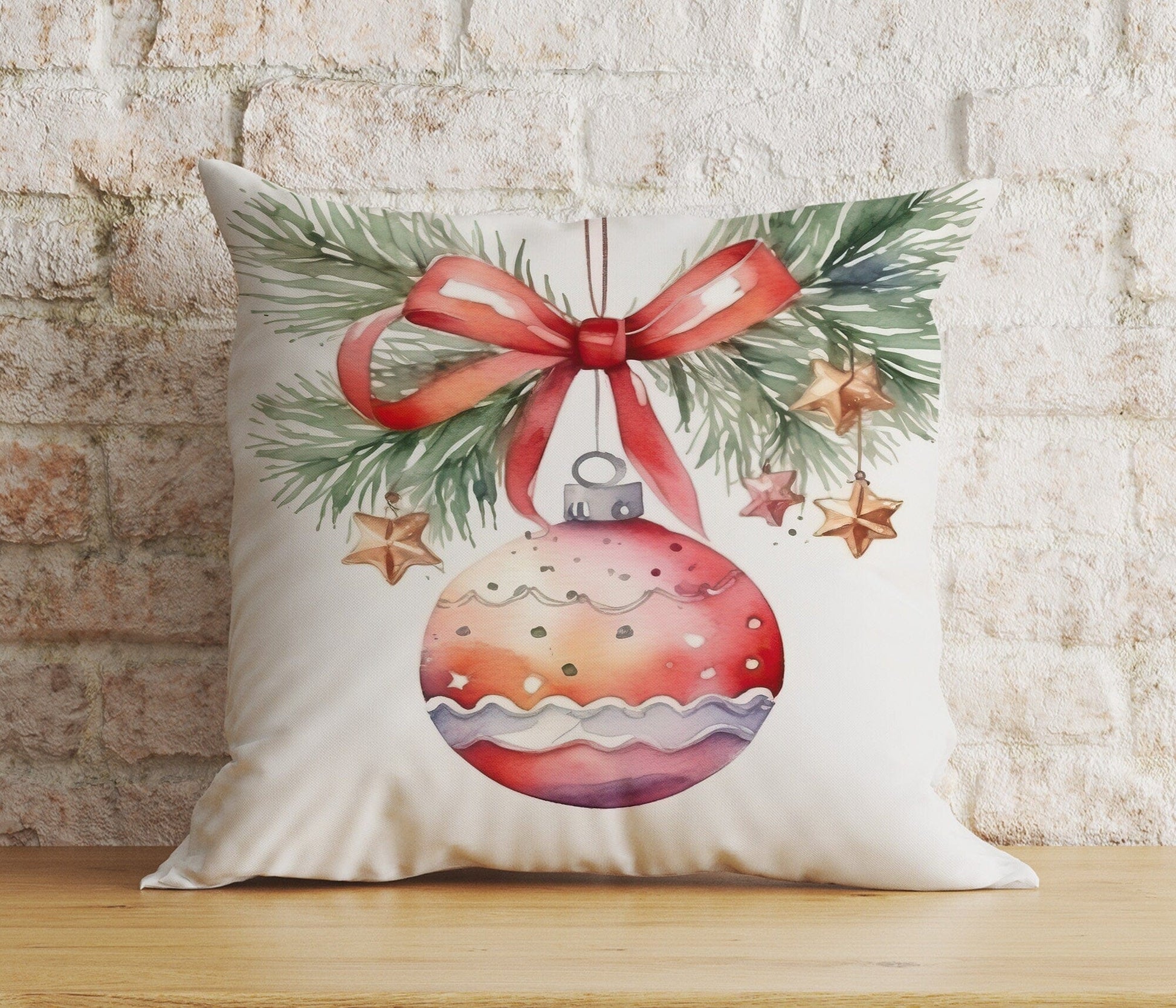 Onay 2 / 12 x 12 inch (30 x 30 cm) Double Side Festive Christmas Snowflake Rustic Plaid Cushion Cover