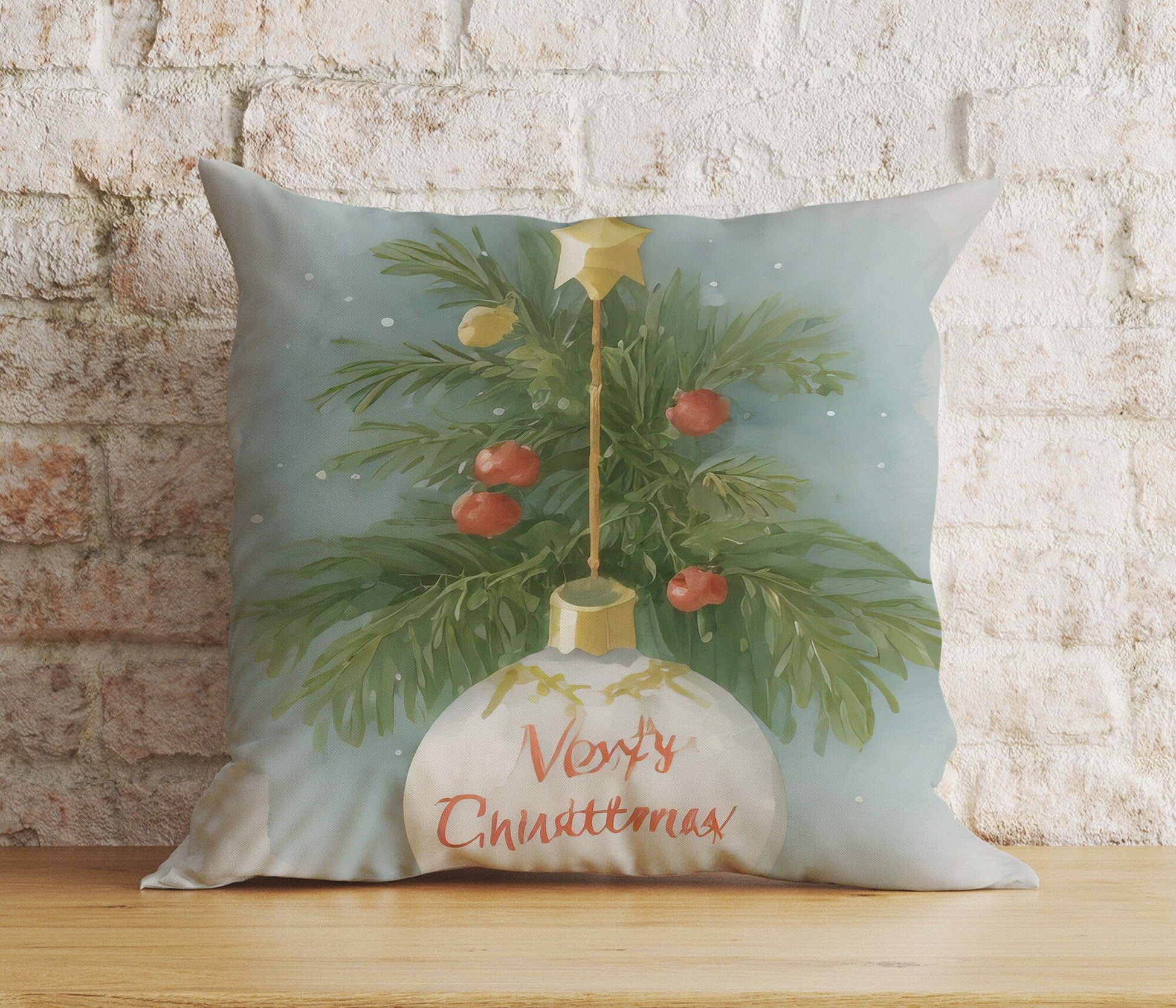 Onay 1 / 12 x 12 inch (30 x 30 cm) Double Side Festive Christmas Snowflake Rustic Plaid Cushion Cover