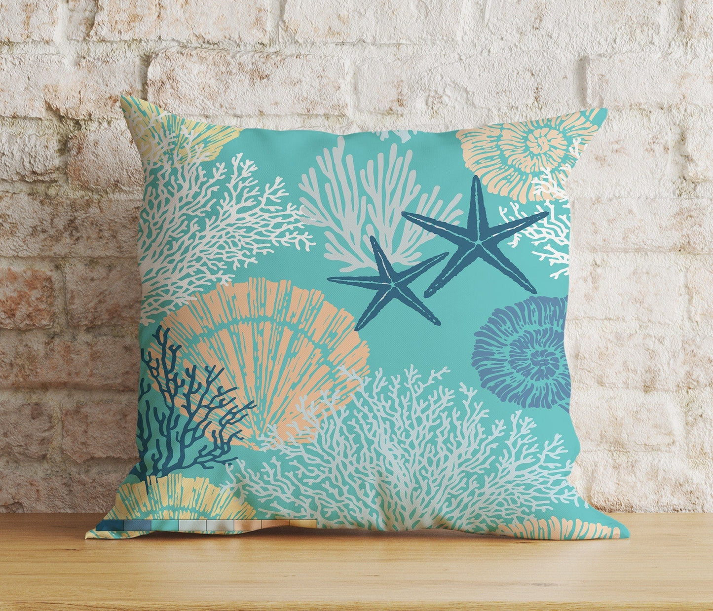 Onay 4 / 12 x 12 inch (30 x 30 cm) Fish & Sea Star Blue Kid's Room Decoration Cushion Cover