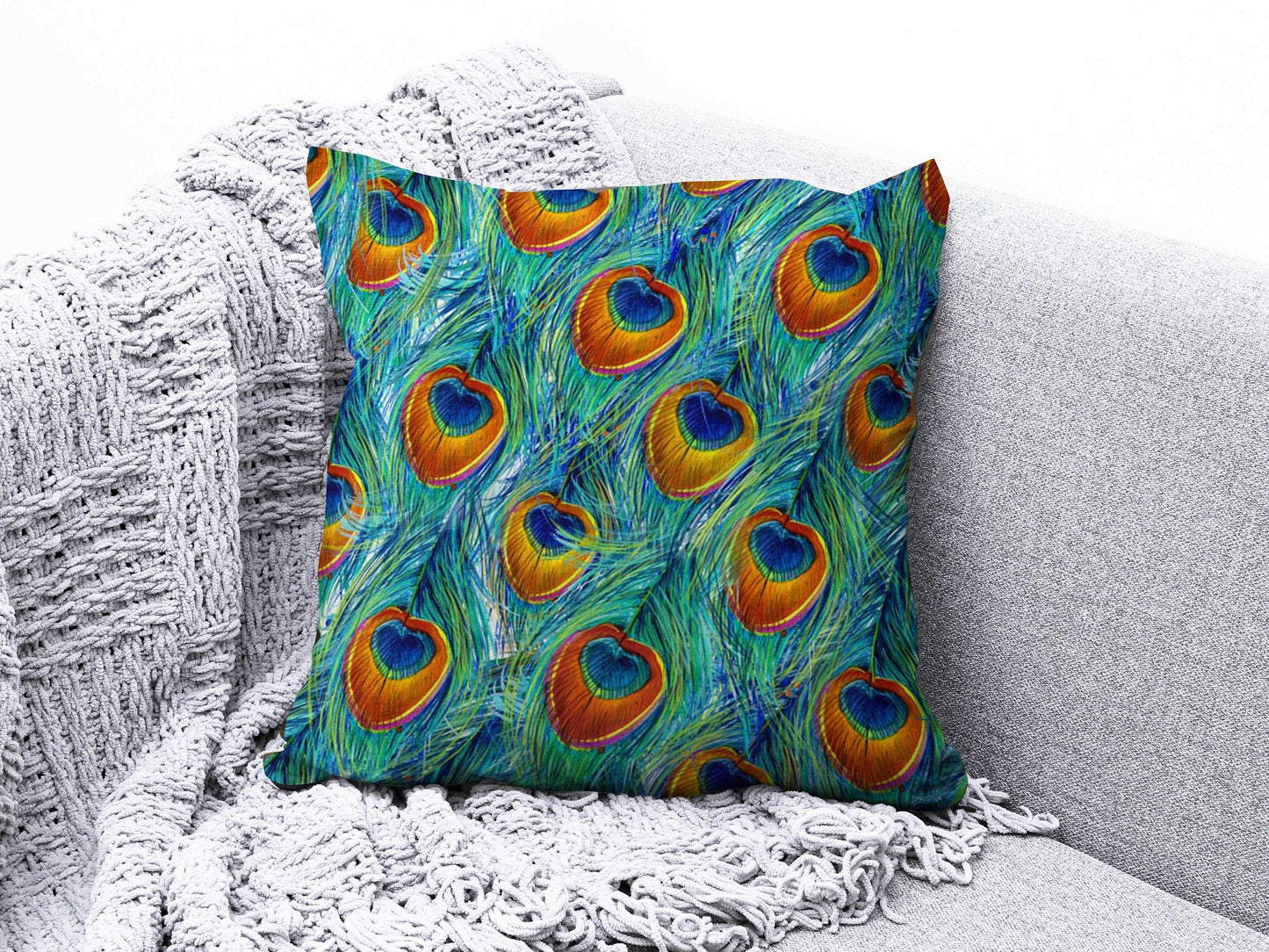 Onay 9 / 12 x 12 inch (30 x 30 cm) Flamingo and Peafowl Farmhouse Decor Cushion Cover
