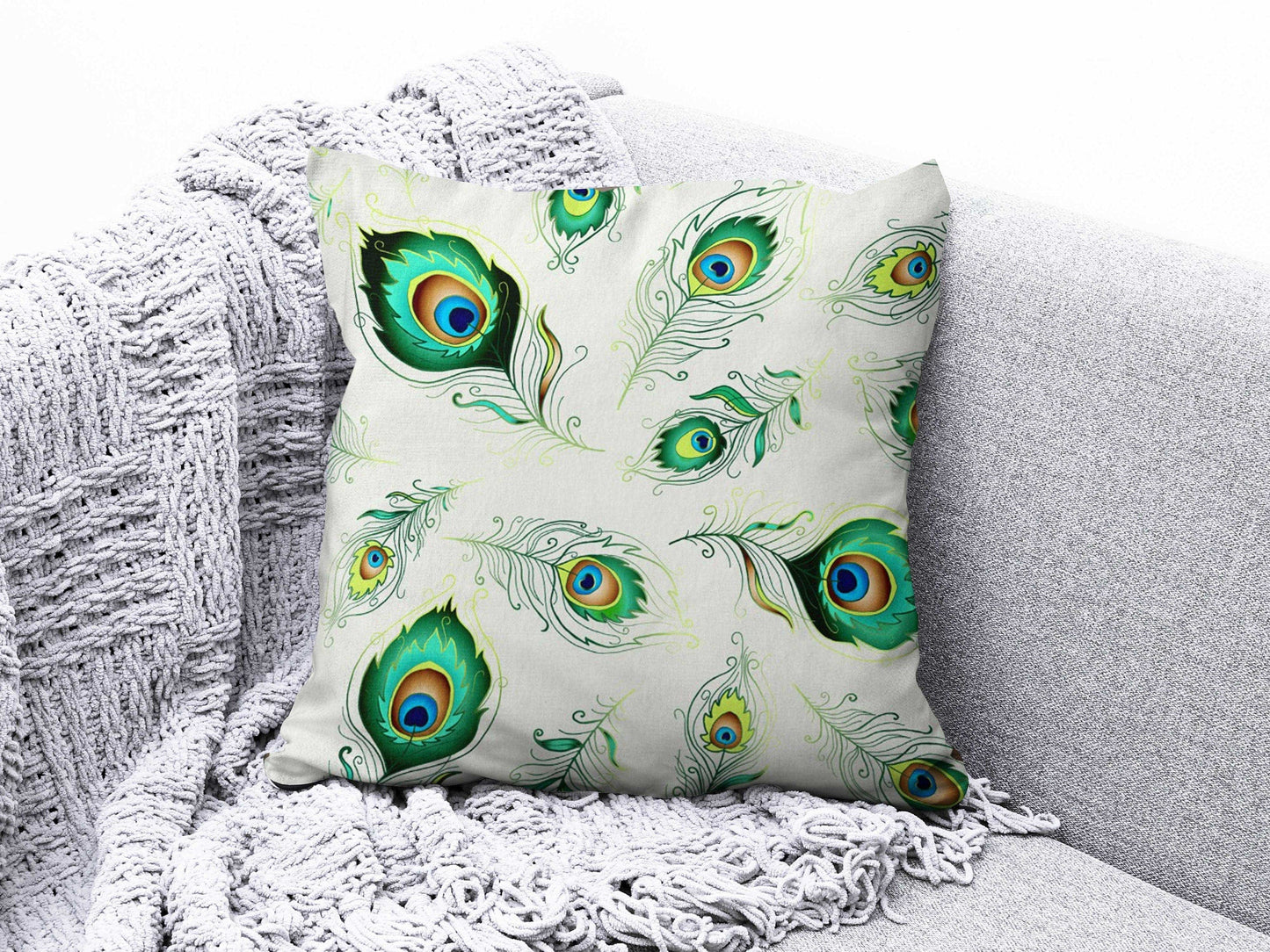 Onay 7 / 12 x 12 inch (30 x 30 cm) Flamingo and Peafowl Farmhouse Decor Cushion Cover
