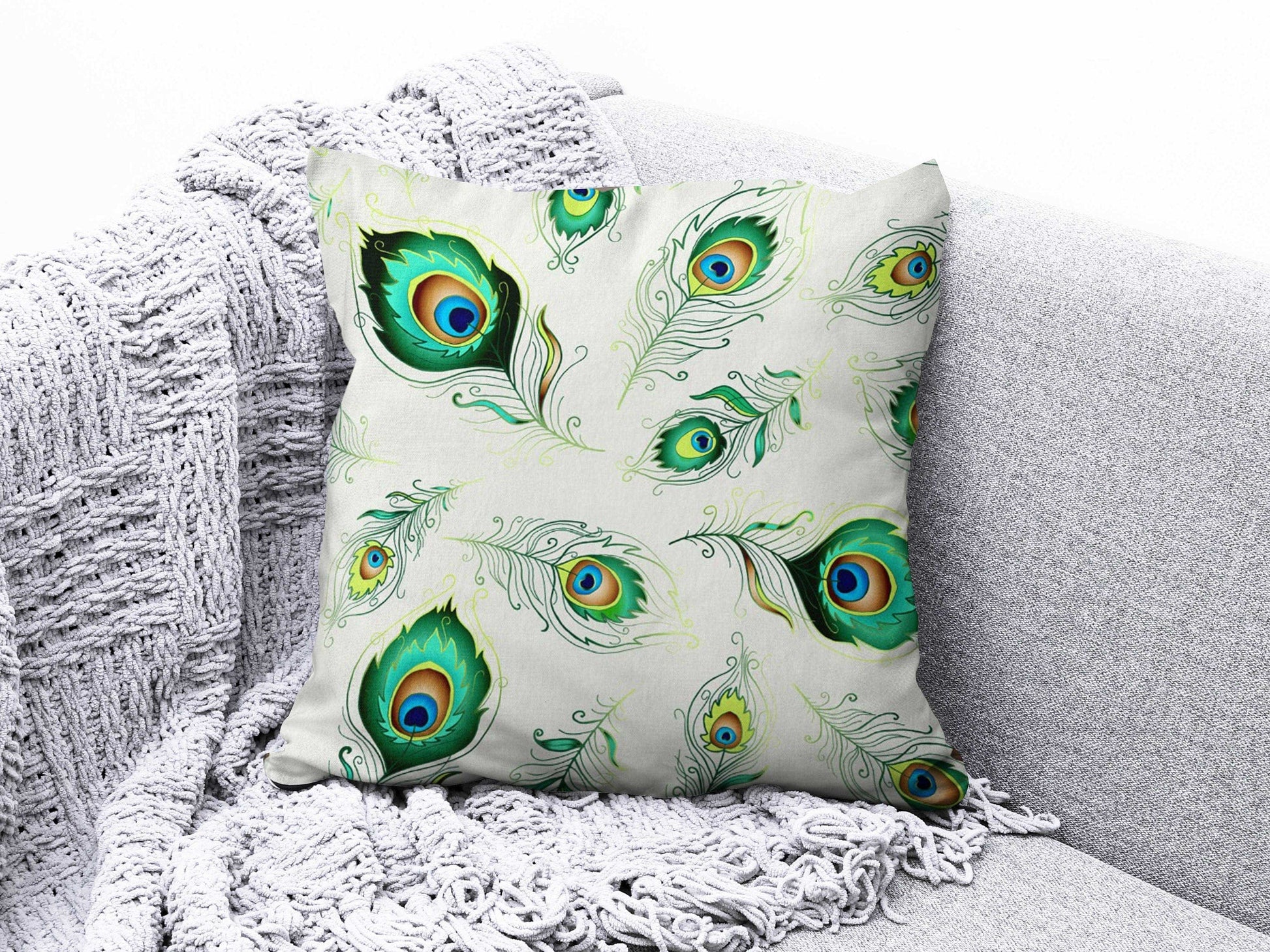 Onay 7 / 12 x 12 inch (30 x 30 cm) Flamingo and Peafowl Farmhouse Decor Cushion Cover