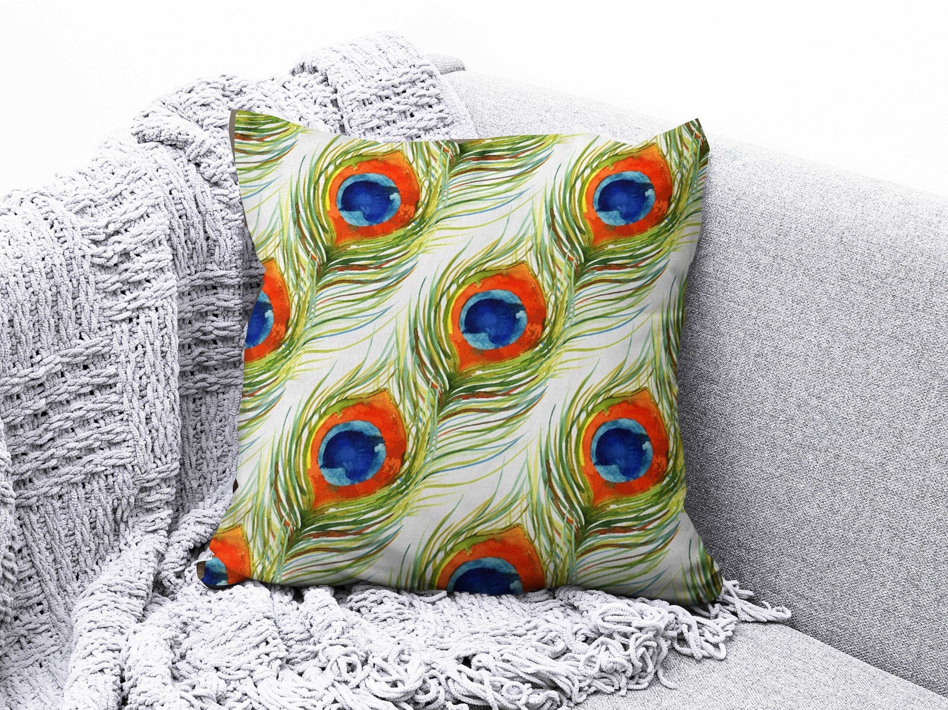 Onay 6 / 12 x 12 inch (30 x 30 cm) Flamingo and Peafowl Farmhouse Decor Cushion Cover