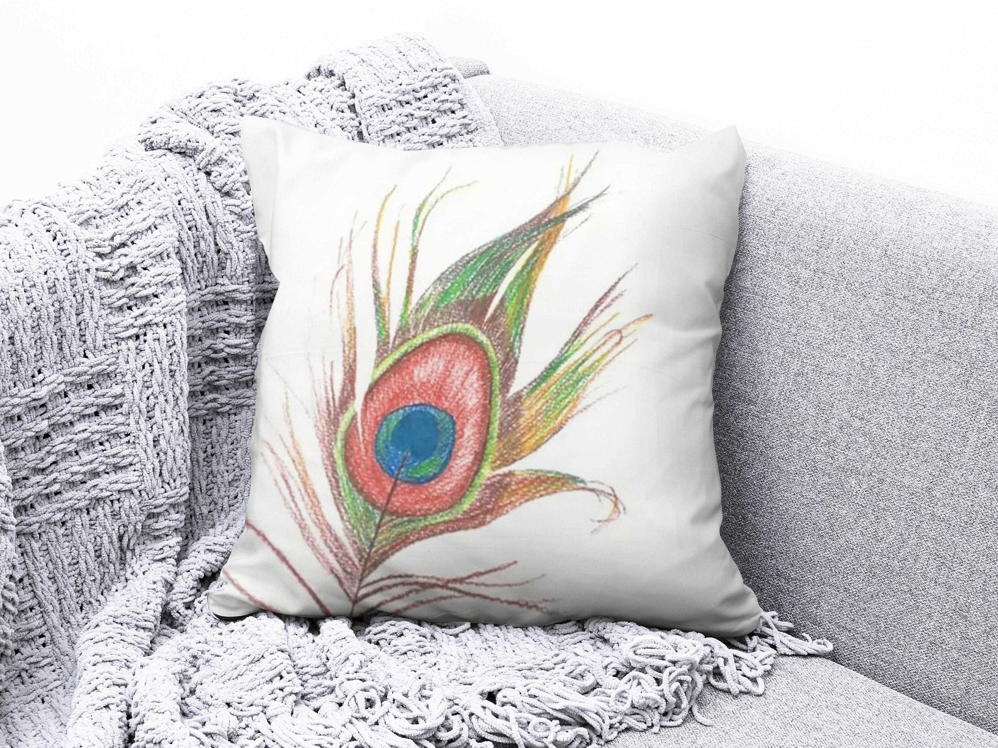 Onay 2 / 12 x 12 inch (30 x 30 cm) Flamingo and Peafowl Farmhouse Decor Cushion Cover