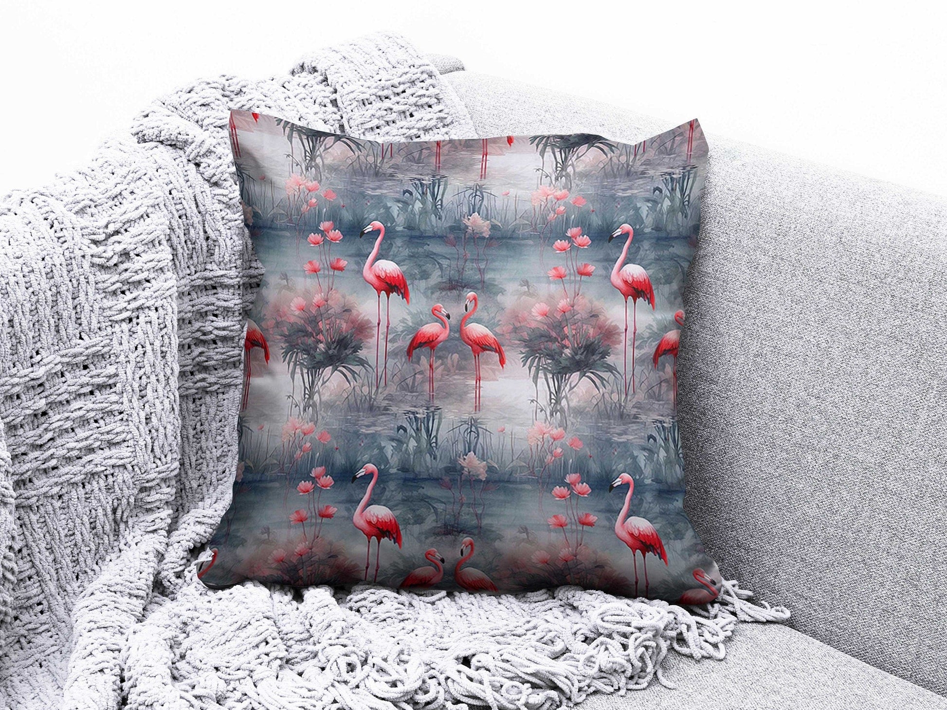 Onay 9 / 12 x 12 inch (30 x 30 cm) Flamingo Pink Botanical Floral Home Decor Cushion Cover
