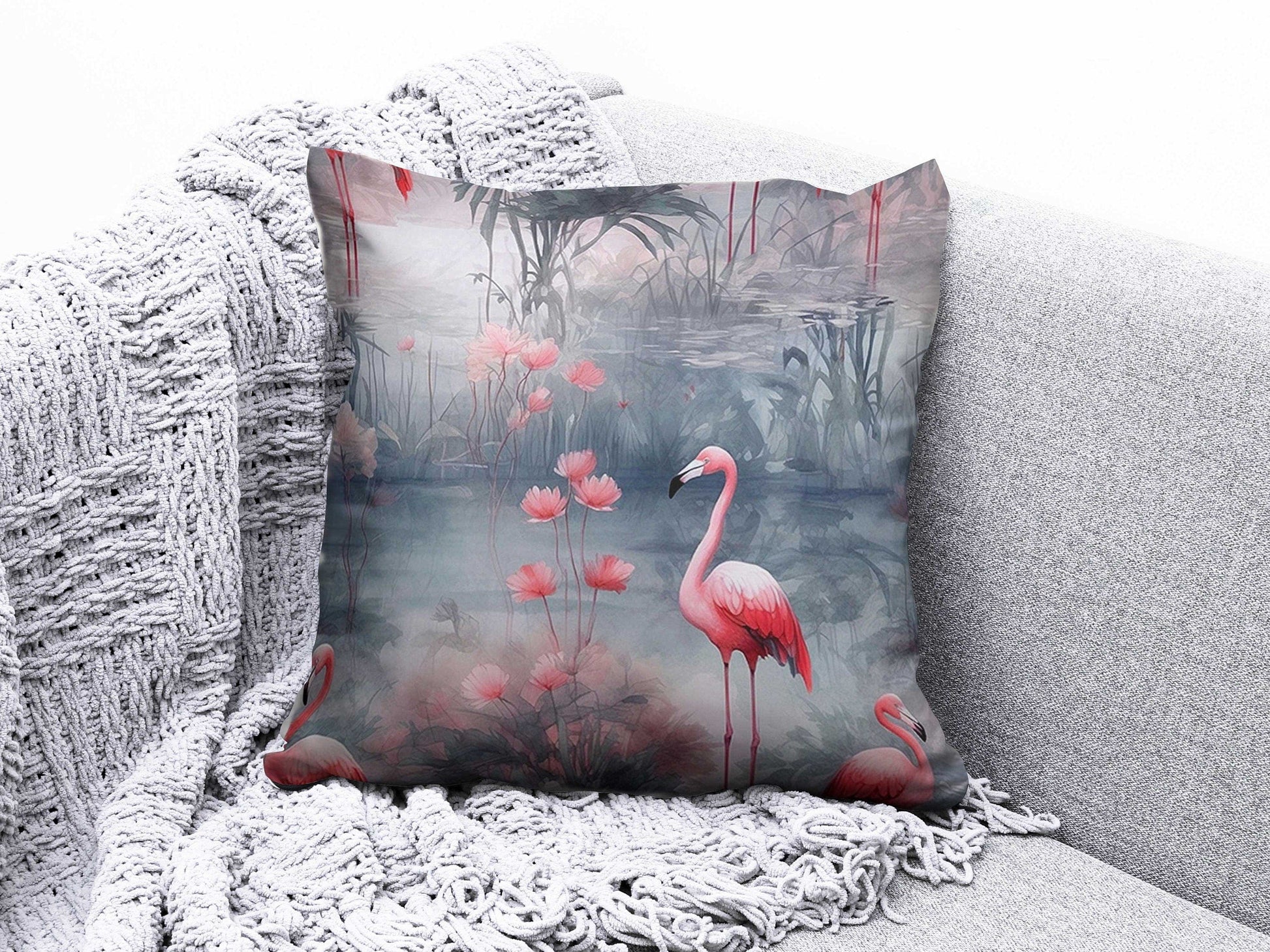 Onay 8 / 12 x 12 inch (30 x 30 cm) Flamingo Pink Botanical Floral Home Decor Cushion Cover