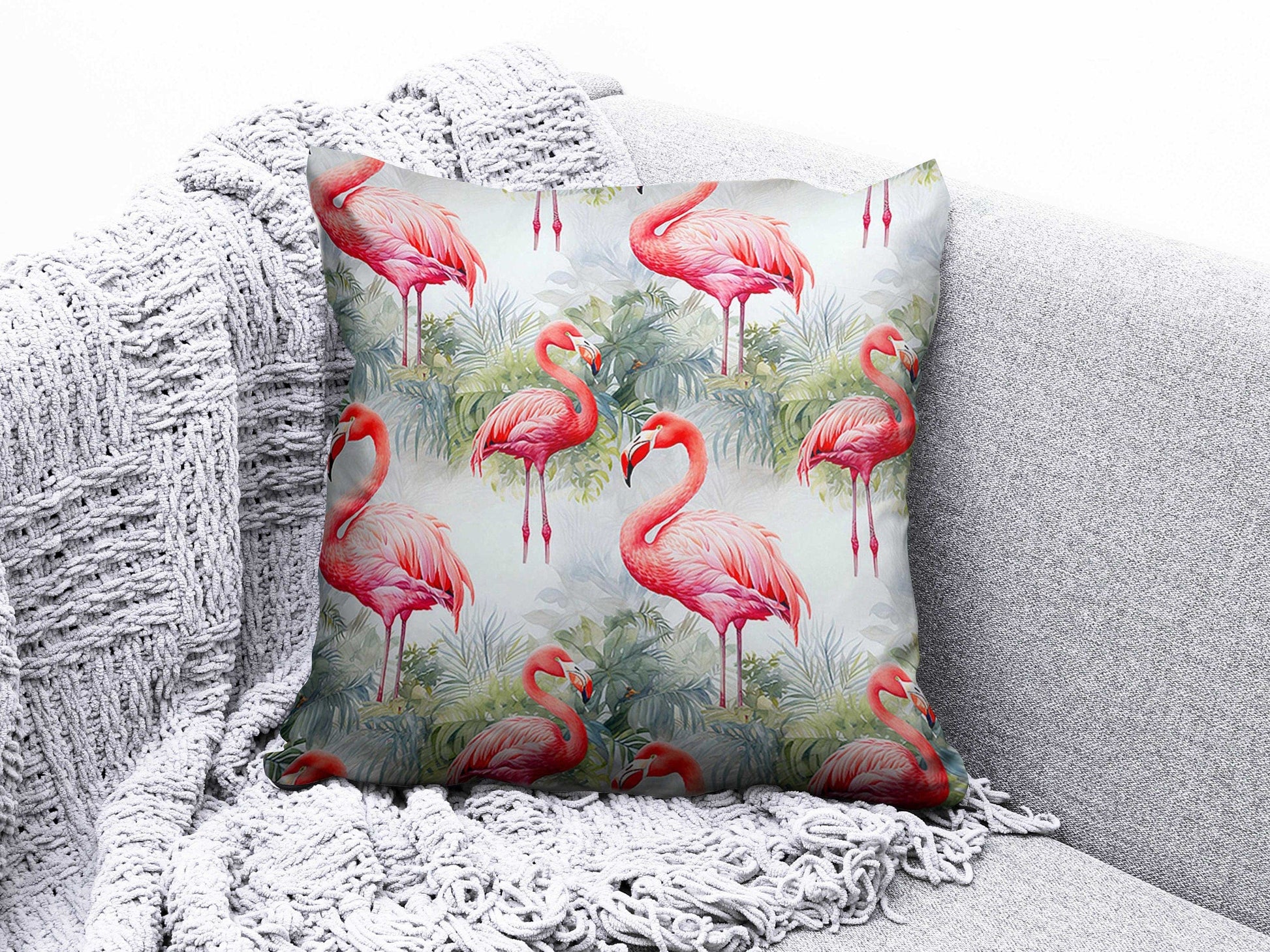 Onay 6 / 12 x 12 inch (30 x 30 cm) Flamingo Pink Botanical Floral Home Decor Cushion Cover