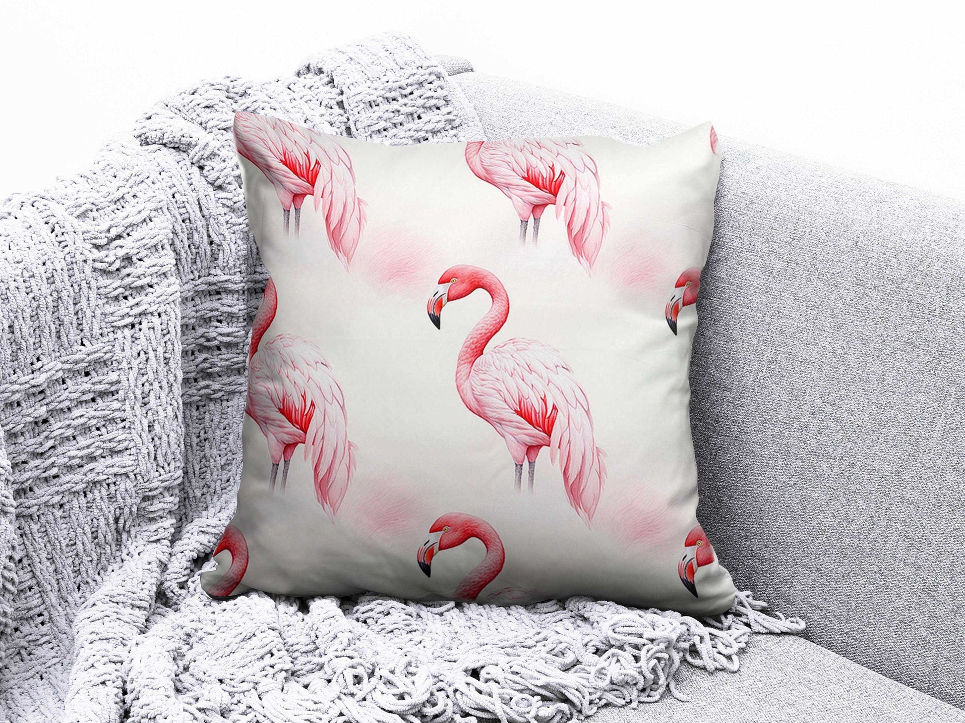 Onay 5 / 12 x 12 inch (30 x 30 cm) Flamingo Pink Botanical Floral Home Decor Cushion Cover