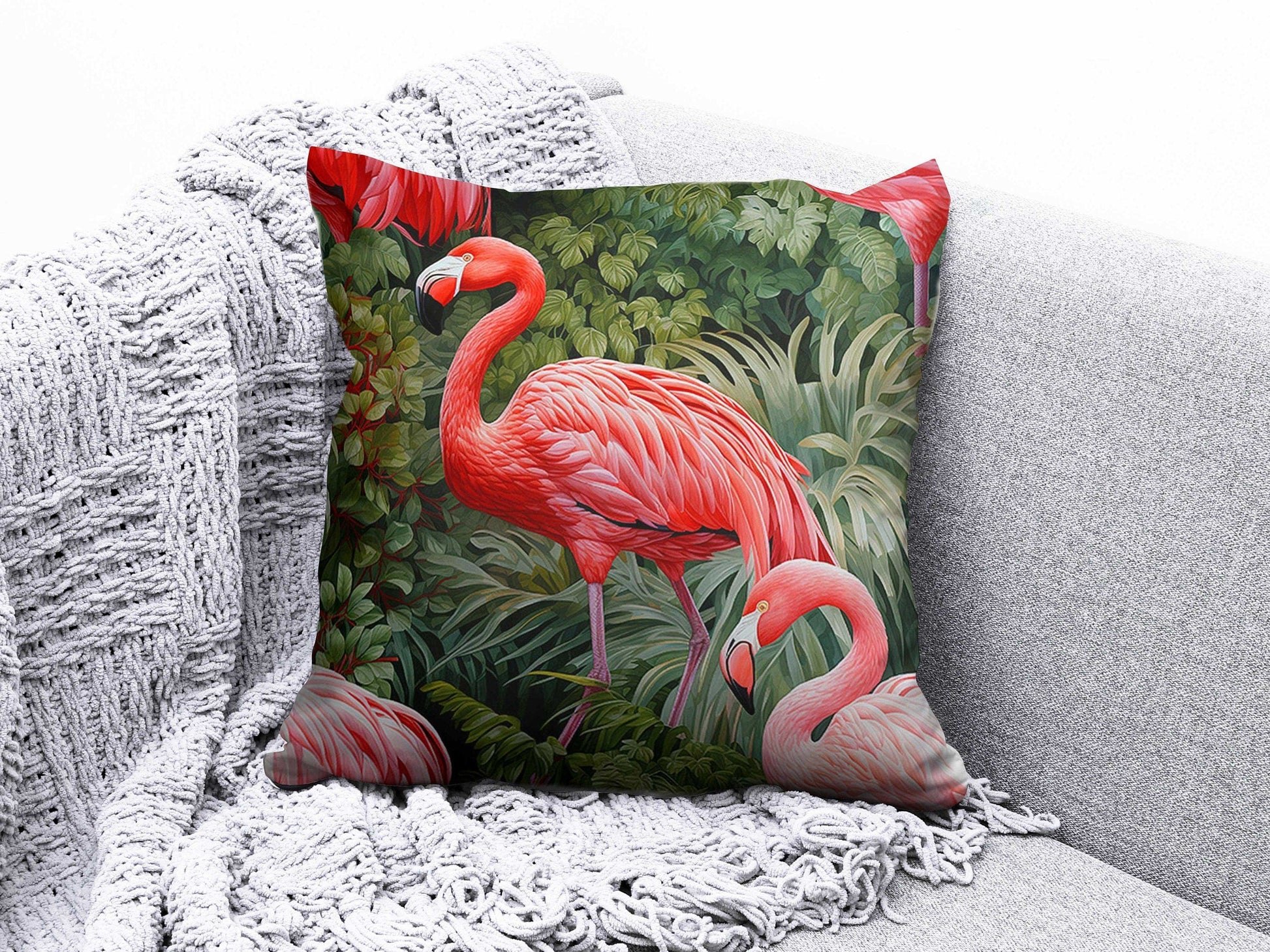 Onay 2 / 12 x 12 inch (30 x 30 cm) Flamingo Pink Botanical Floral Home Decor Cushion Cover