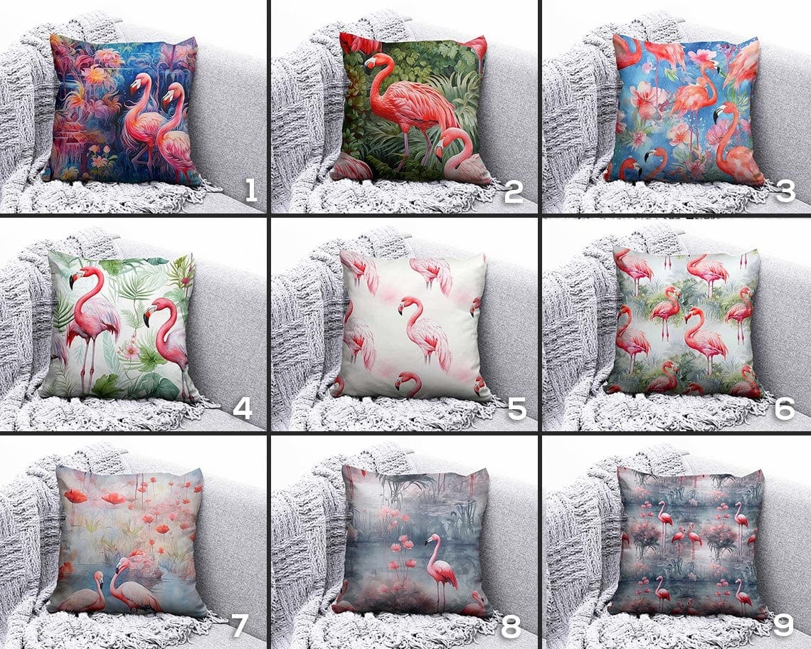 Onay Flamingo Pink Botanical Floral Home Decor Cushion Cover