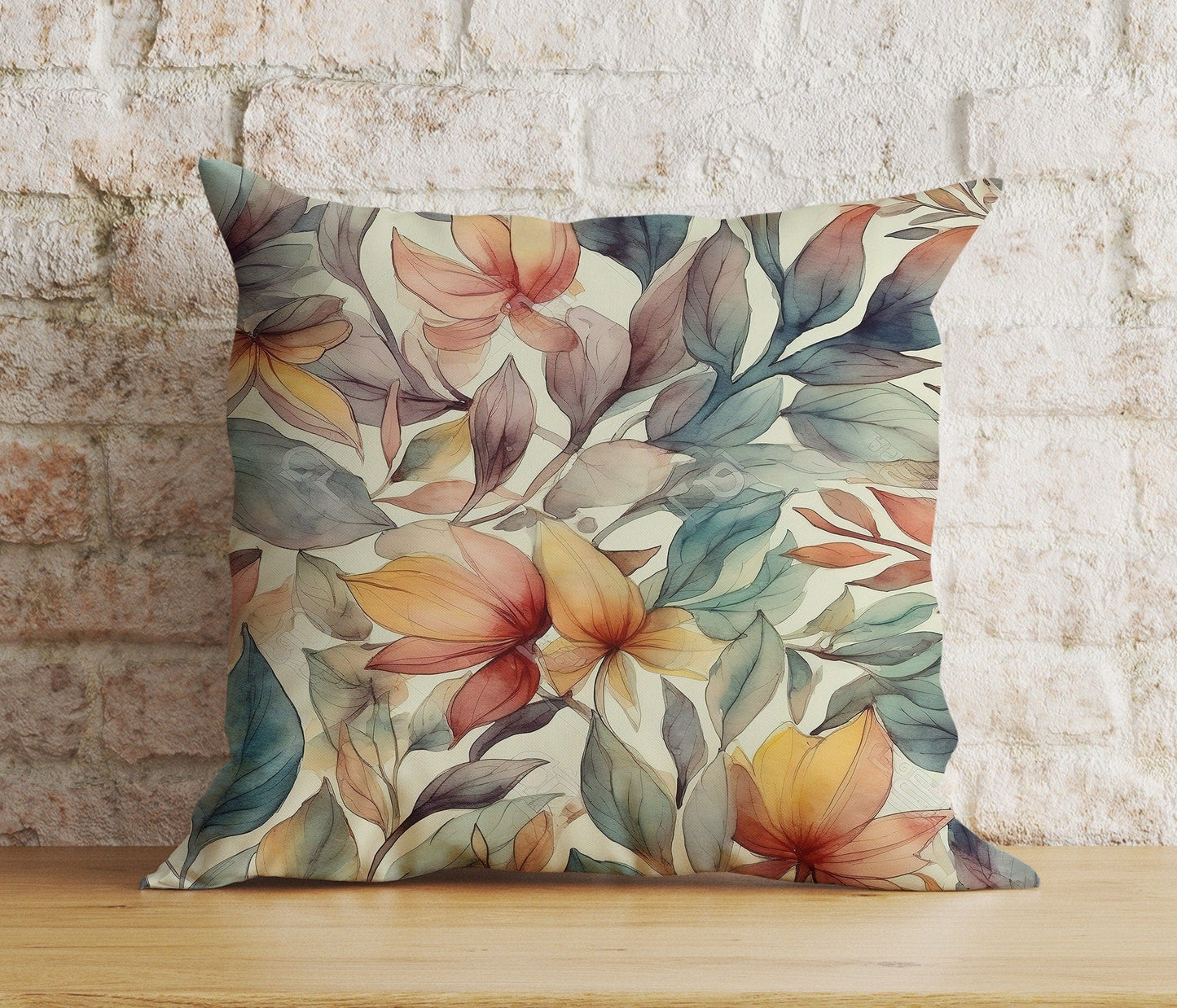 Onay 9 / 12 x 12 inch (30 x 30 cm) Double Side Floral Abstract Art Elegant Watercolour Cushion Cover