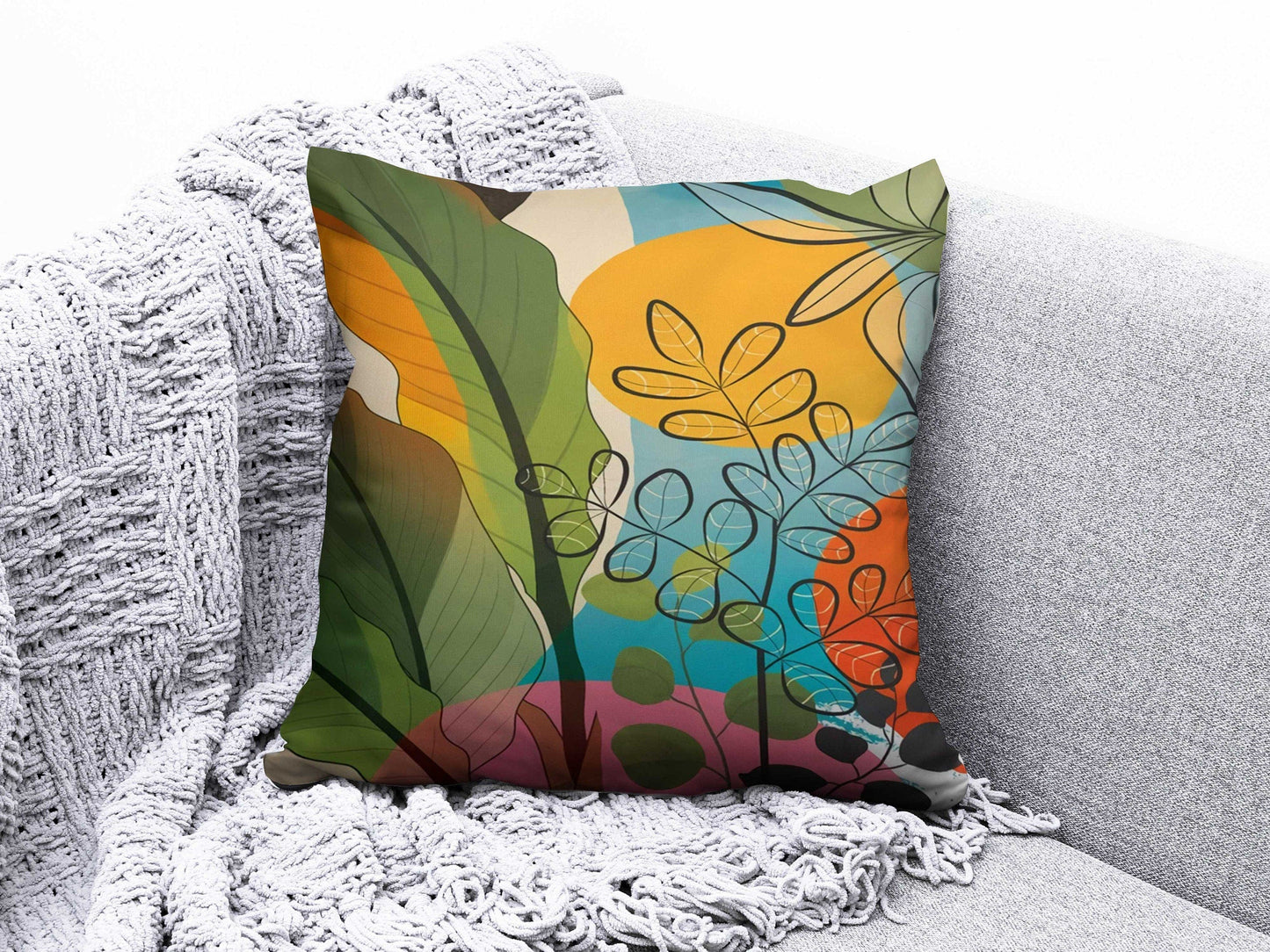 Onay 4 / 12 x 12 inch (30 x 30 cm) Floral Abstract Pastel Floral Minimalist Cushion Covers