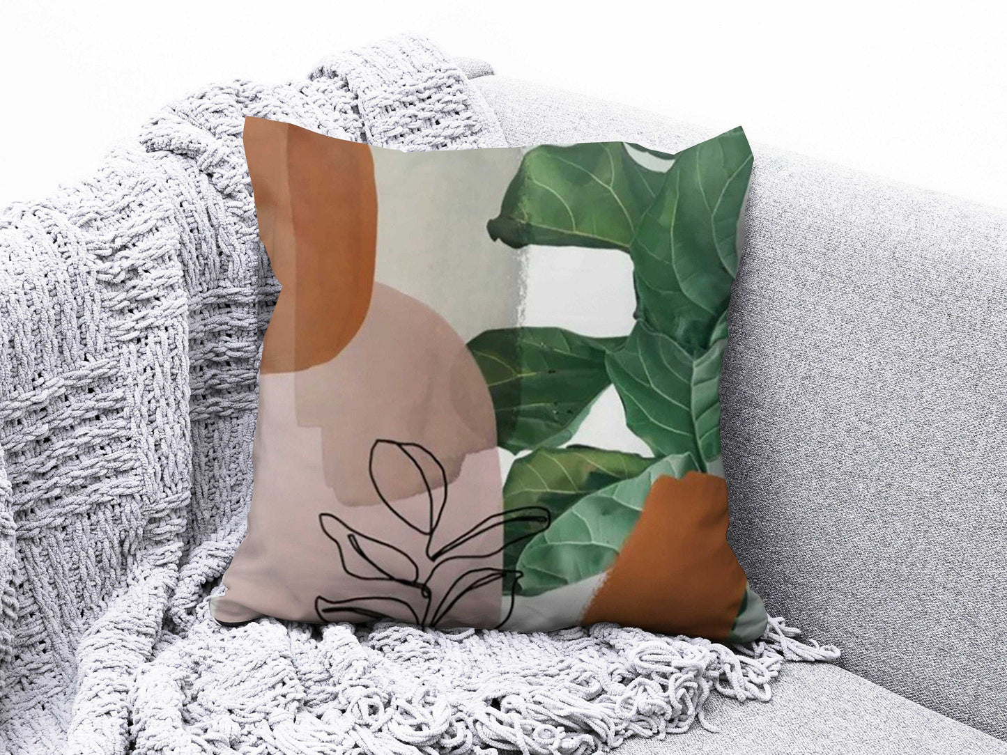Onay 2 / 12 x 12 inch (30 x 30 cm) Floral Abstract Pastel Floral Minimalist Cushion Covers