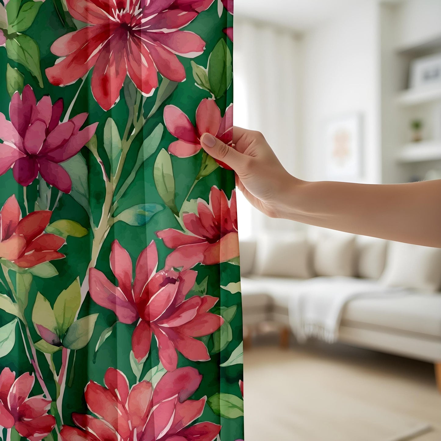 Onay Floral Bedroom Curtains Blossom Living Room Drapes, Romantic Curtains