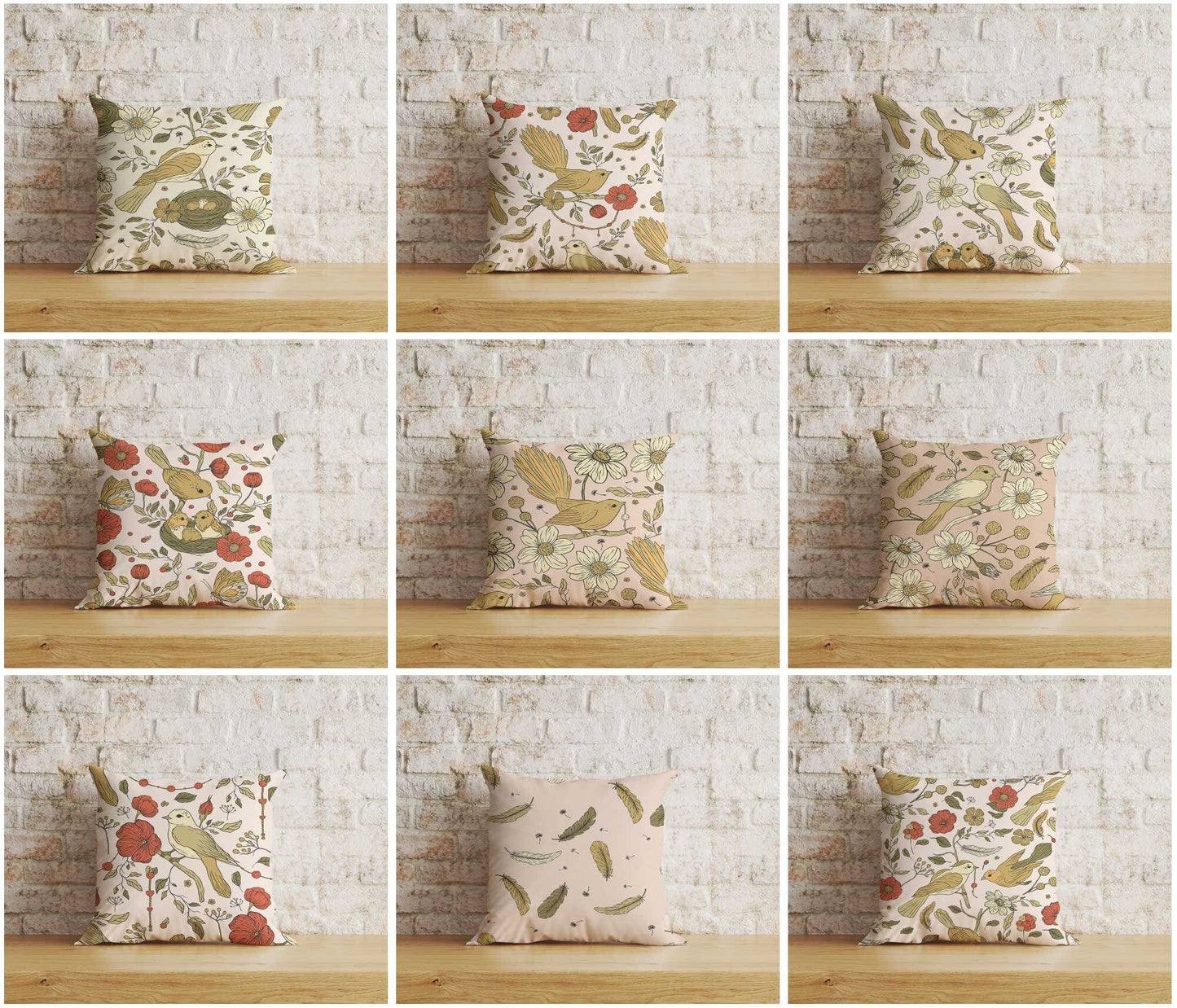 Onay Home Textile Cushion Covers Floral Bird Cushion Cover Bird & Flower Pillowtop Scatter
