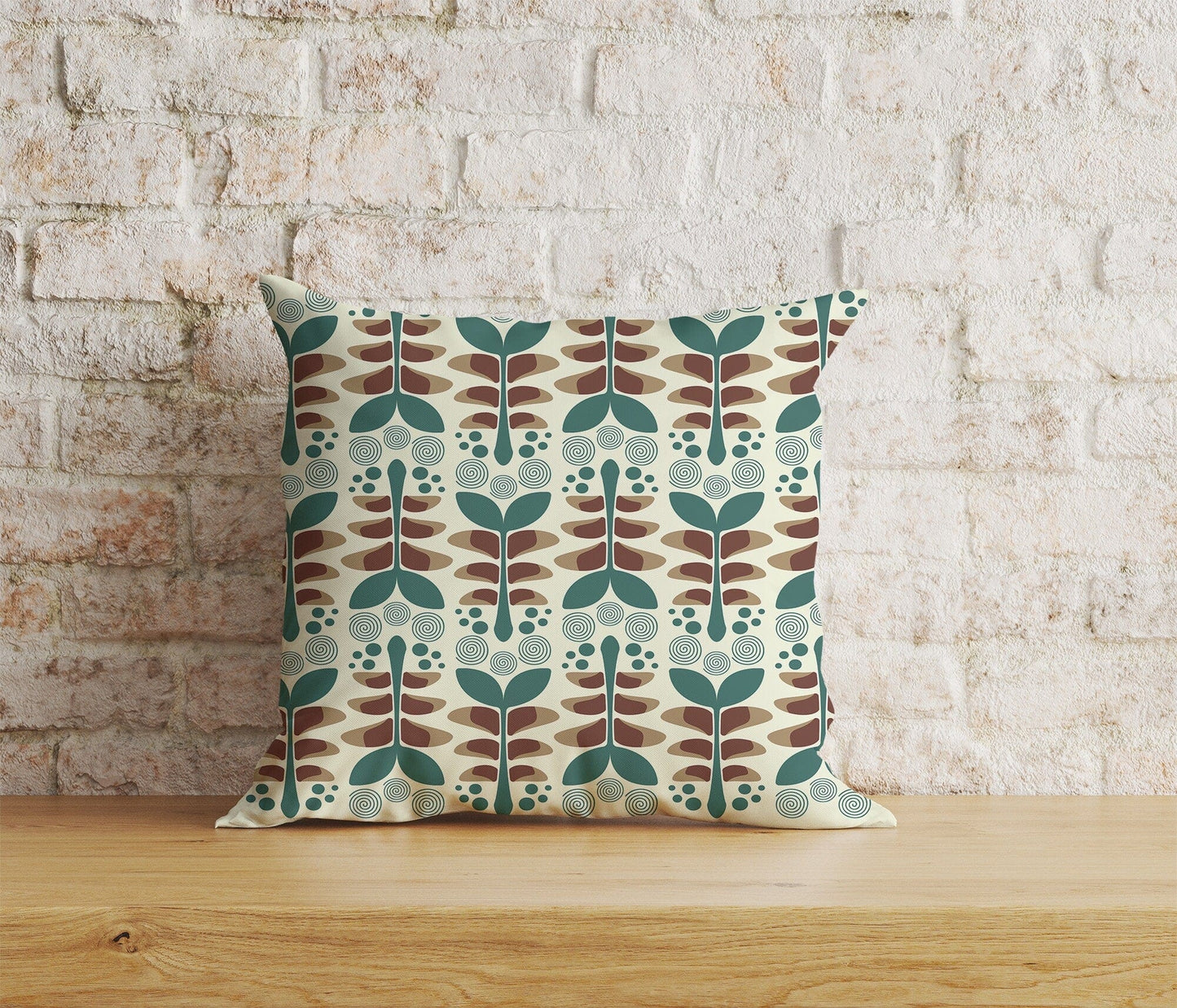 Onay Home Textile Cushion Covers 9 / 12 x 12 inch (30 x 30 cm) Double Side Floral Botanical Flower Cushion Cover Leaf & Spiral Pattern