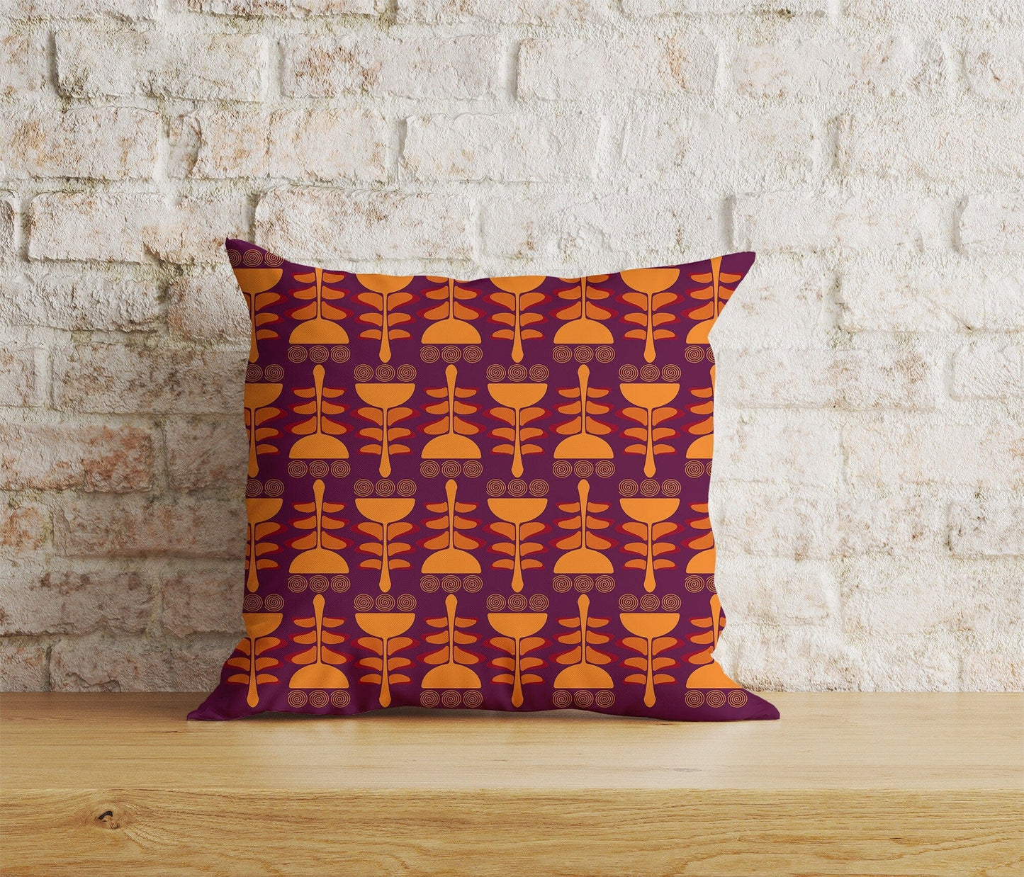 Onay Home Textile Cushion Covers 5 / 12 x 12 inch (30 x 30 cm) Double Side Floral Botanical Flower Cushion Cover Leaf & Spiral Pattern