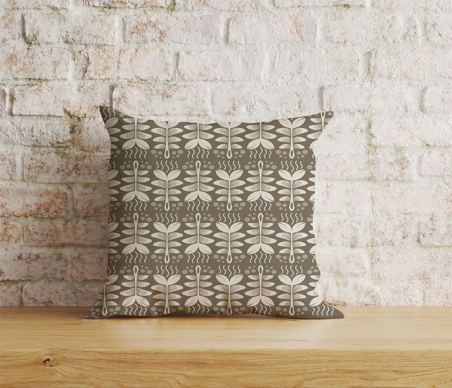 Onay Home Textile Cushion Covers 3 / 12 x 12 inch (30 x 30 cm) Double Side Floral Botanical Flower Cushion Cover Leaf & Spiral Pattern