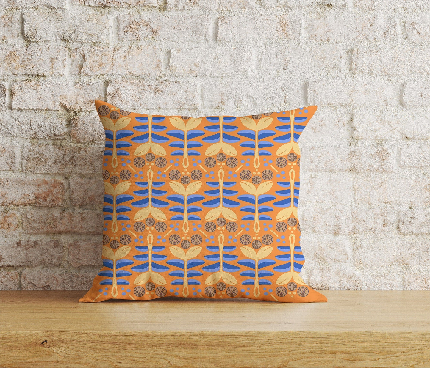 Onay Home Textile Cushion Covers 2 / 12 x 12 inch (30 x 30 cm) Double Side Floral Botanical Flower Cushion Cover Leaf & Spiral Pattern
