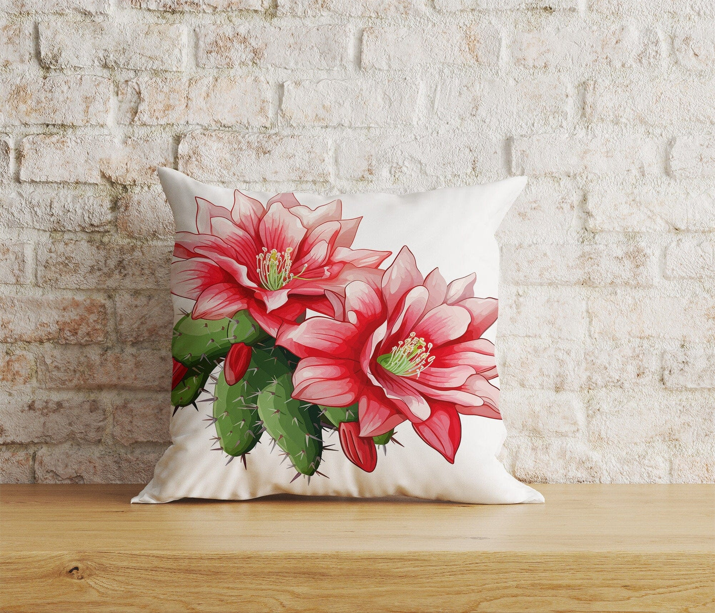 Onay Home Textile Cushion Covers 3 / 12 x 12 inch (30 x 30 cm) Double Side Floral Cactus Cushion Cover Green Botanical Throw Cushion