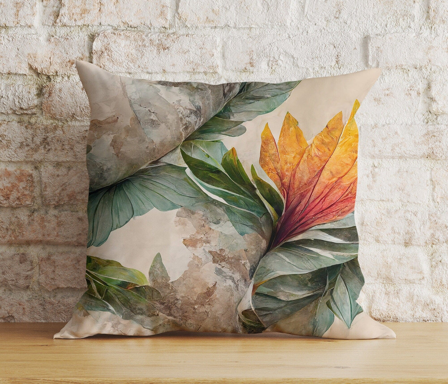 Onay 1 / 12 x 12 inch (30 x 30 cm) Double Side Floral Colorful Botanical Leaves Couch Cushion Cover