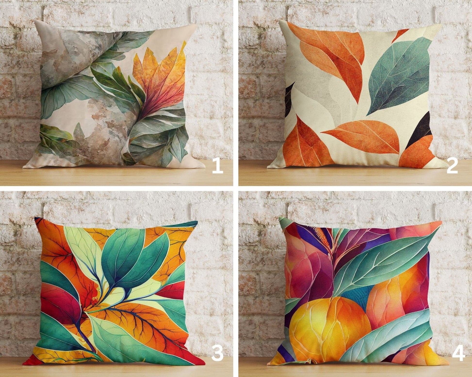 Onay Floral Colorful Botanical Leaves Couch Cushion Cover