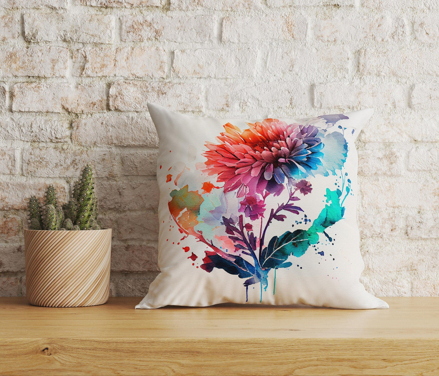 Onay Home Textile Cushion Covers 3 / 12 x 12 inch (30 x 30 cm) Double Side Floral Cushion Covers Watercolor Flower Pillow Covers