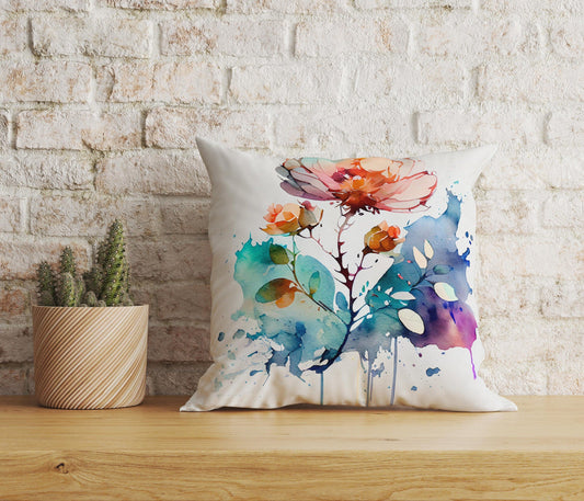 Onay Home Textile Cushion Covers 1 / 12 x 12 inch (30 x 30 cm) Double Side Floral Cushion Covers Watercolor Flower Pillow Covers