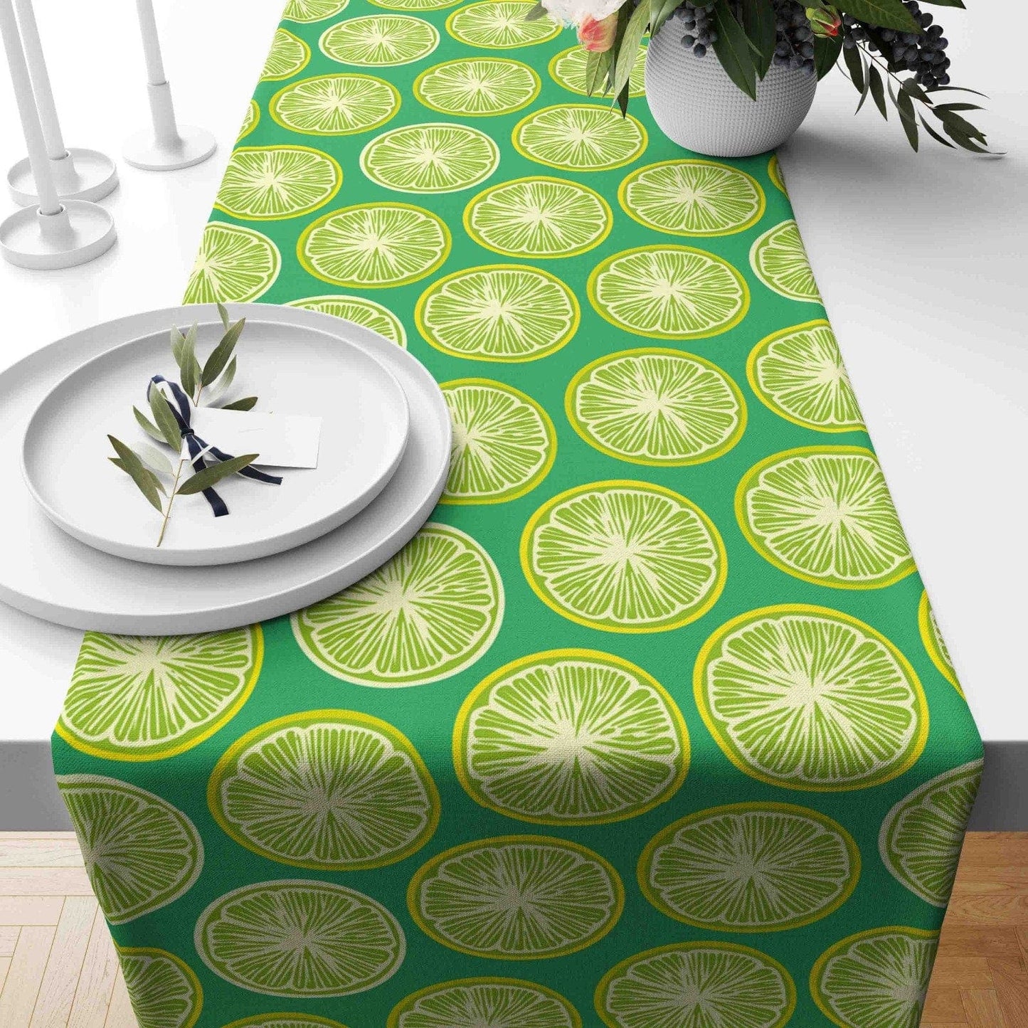 Onay Home Textile table runner 4 / 12 x 46 inch (30 x 120 cm) Floral Lemons Table Decor, Summer Fruit Trend Tablecloth