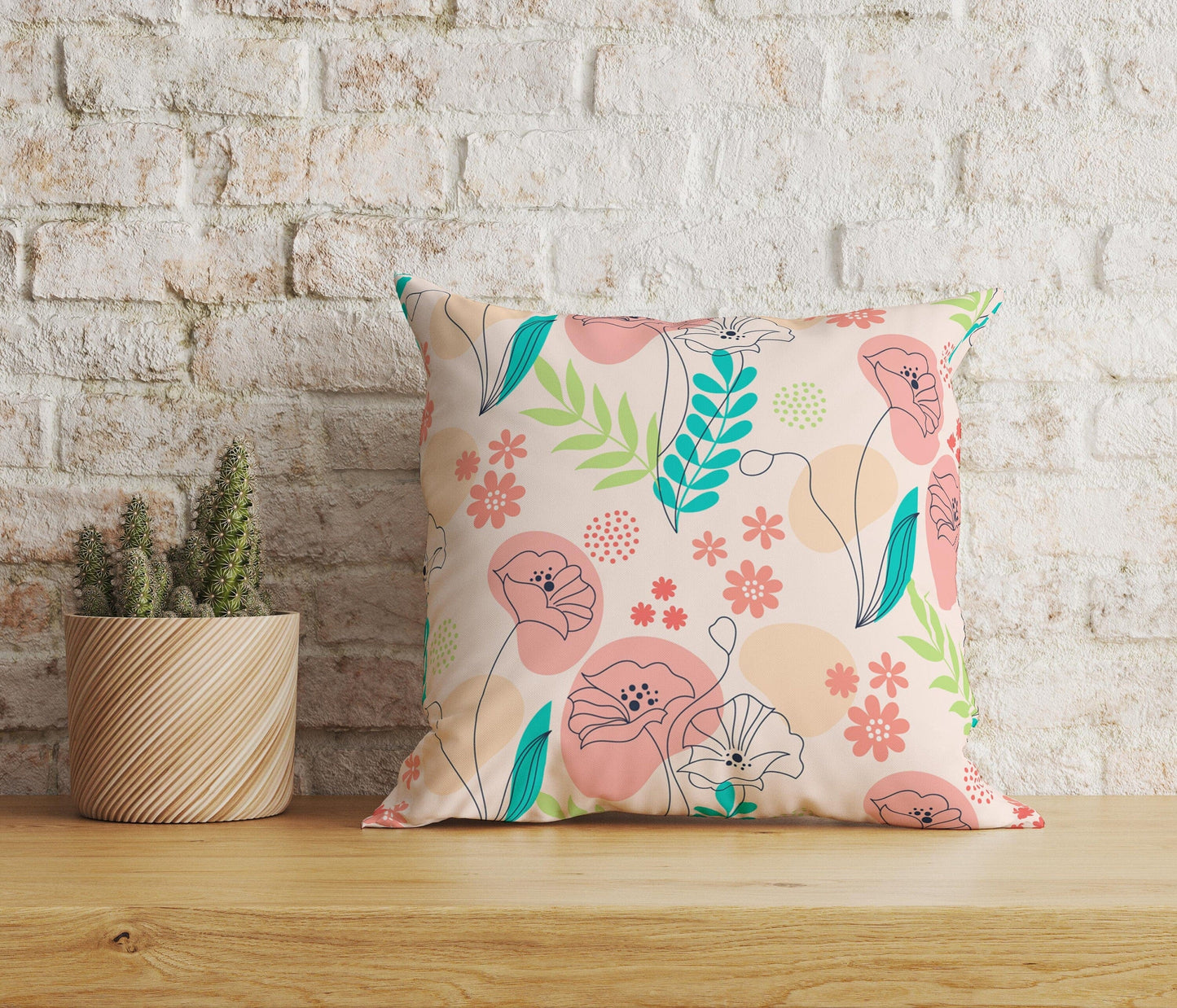 Onay Home Textile Cushion Covers 6 / 12 x 12 inch (30 x 30 cm) Double Side Floral Pattern Cushion Cover Rose Tulip & Daisy Pillowcase