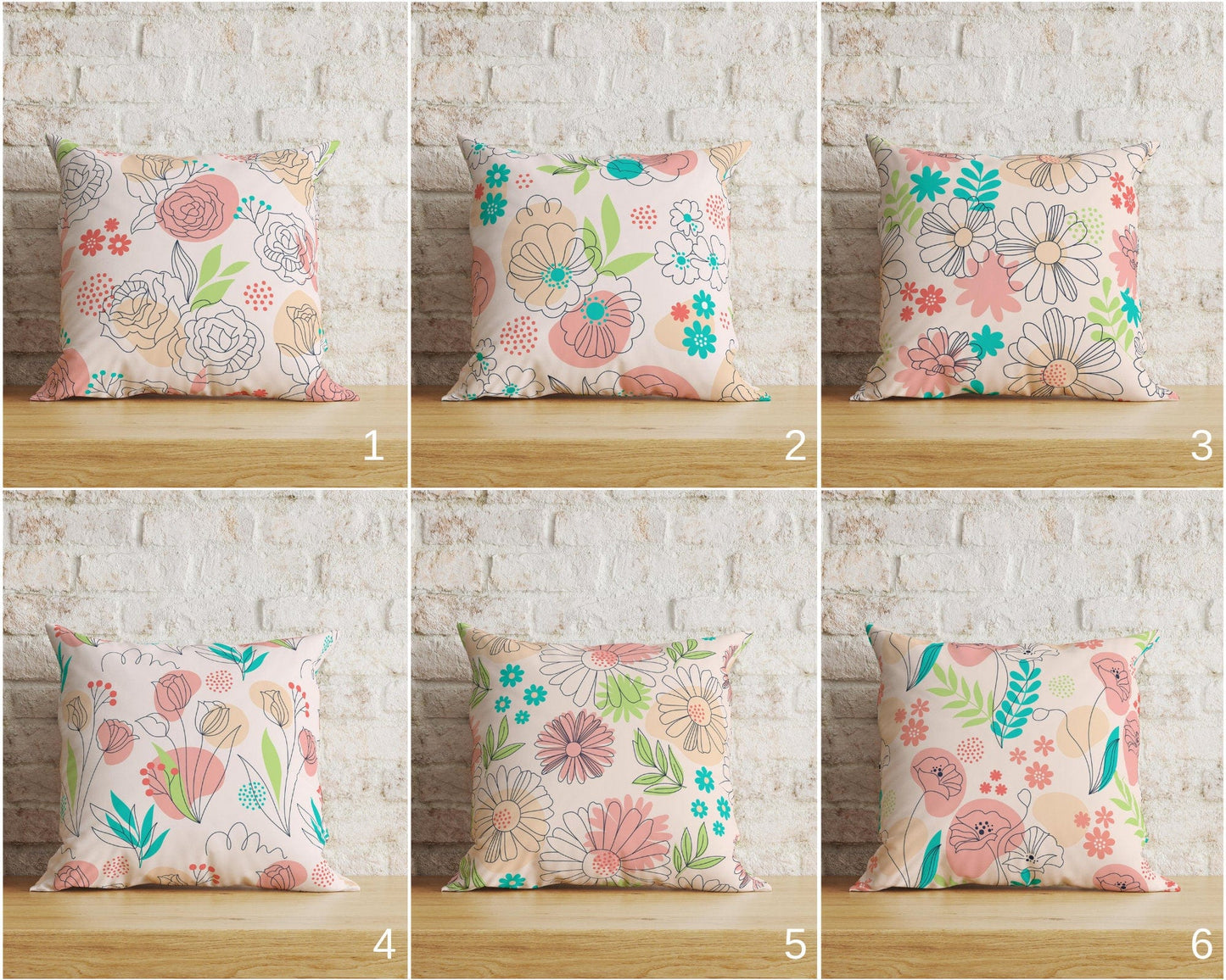 Onay Home Textile Cushion Covers Floral Pattern Cushion Cover Rose Tulip & Daisy Pillowcase