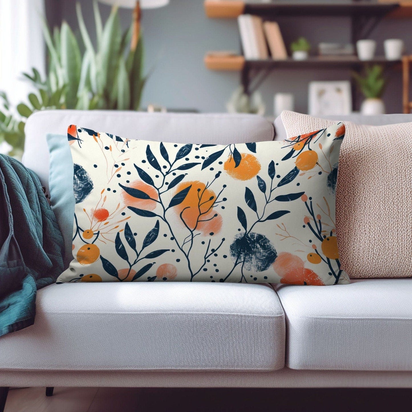 Onay Cushion Covers 3 / 12 x 16 inches (30 x 40 cm) Floral Rectangle Cushion Cover Abstract Rectangular Pillow