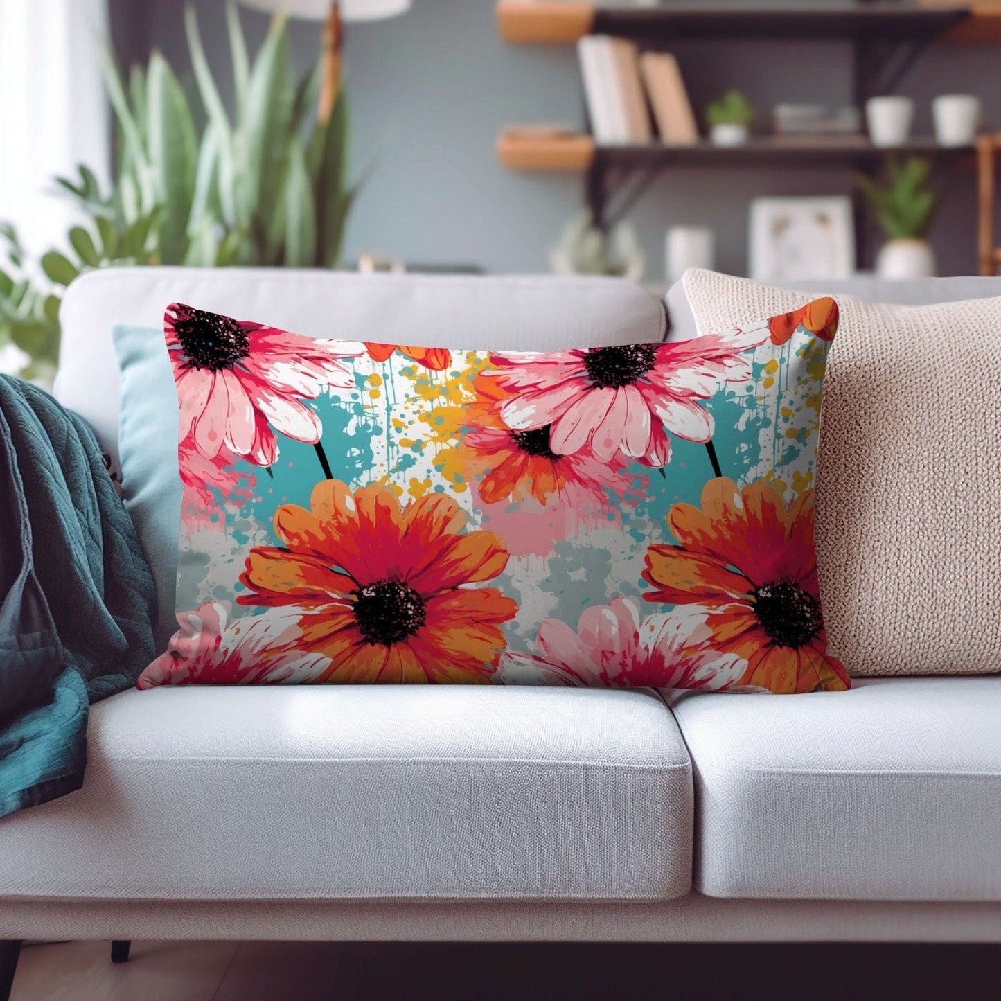 Onay Cushion Covers 2 / 12 x 16 inches (30 x 40 cm) Floral Rectangle Cushion Cover Abstract Rectangular Pillow