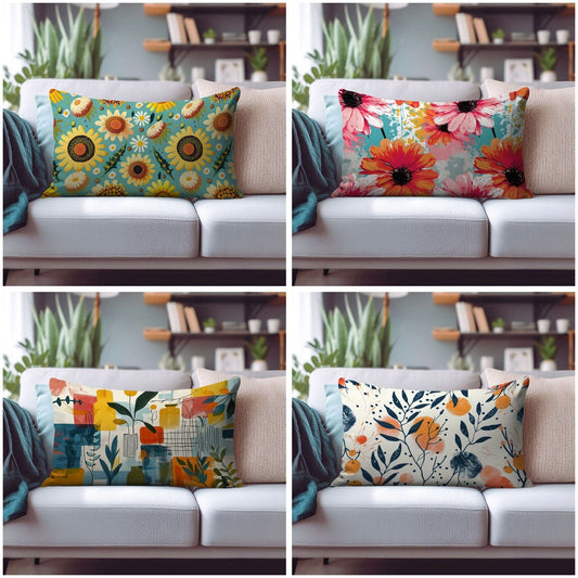 Onay Cushion Covers Floral Rectangle Cushion Cover Abstract Rectangular Pillow