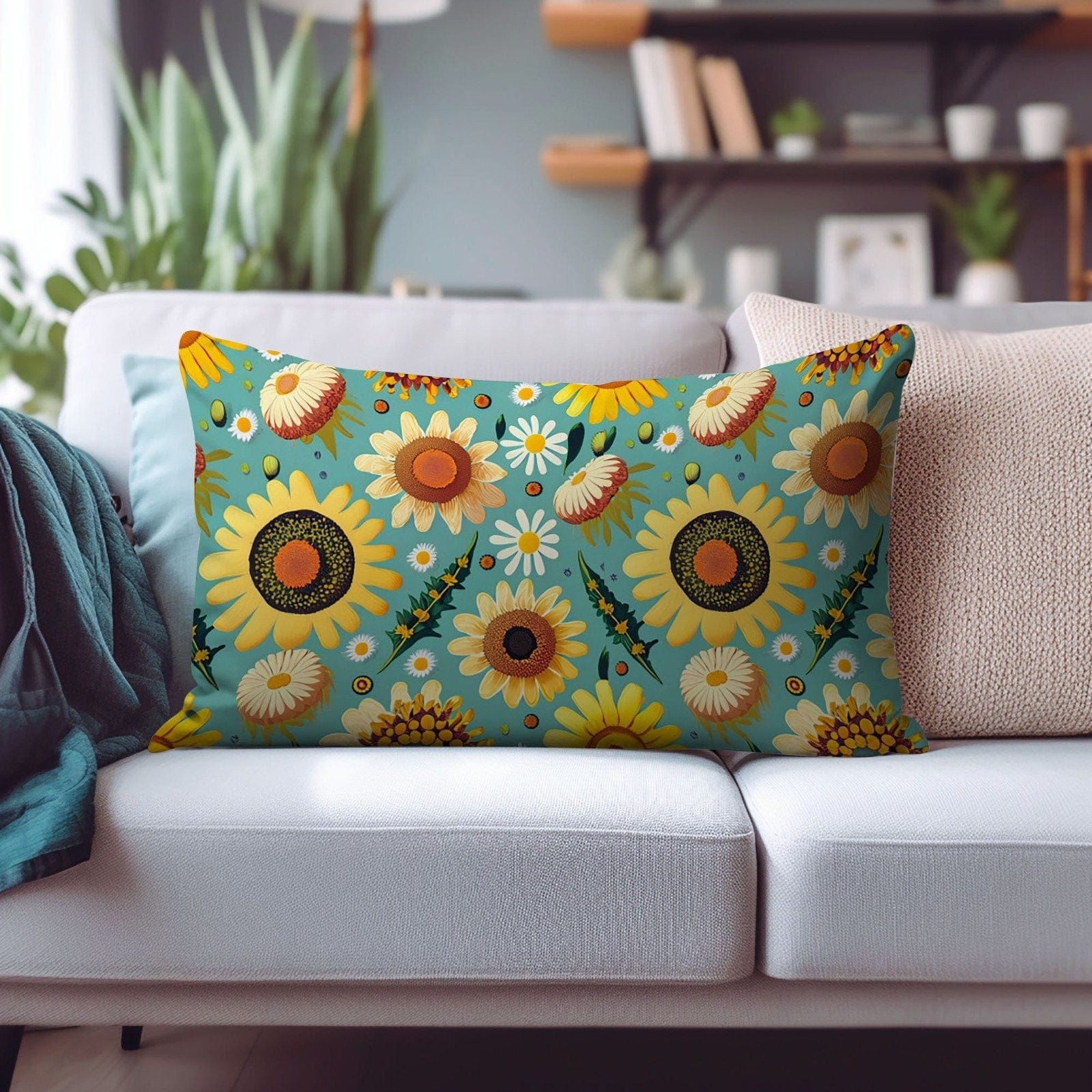 Onay Cushion Covers 1 / 12 x 16 inches (30 x 40 cm) Floral Rectangle Cushion Cover Abstract Rectangular Pillow