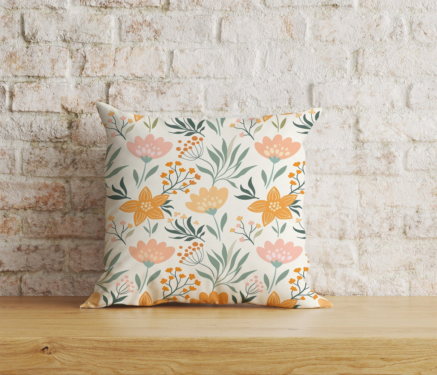 Onay Home Textile 2 / 12 x 12 inch (30 x 30 cm) Double Side Floral Scandinavian Cushion Cover Spring Square Pillow Cover