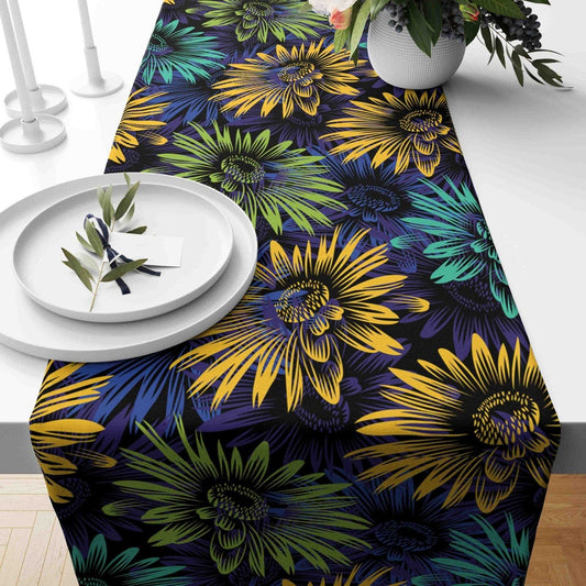 Onay Home Textile table runner 1 / 12 x 46 inch (30 x 120 cm) Floral Table Runner Sunflower Kitchen Table Clouth Vivid