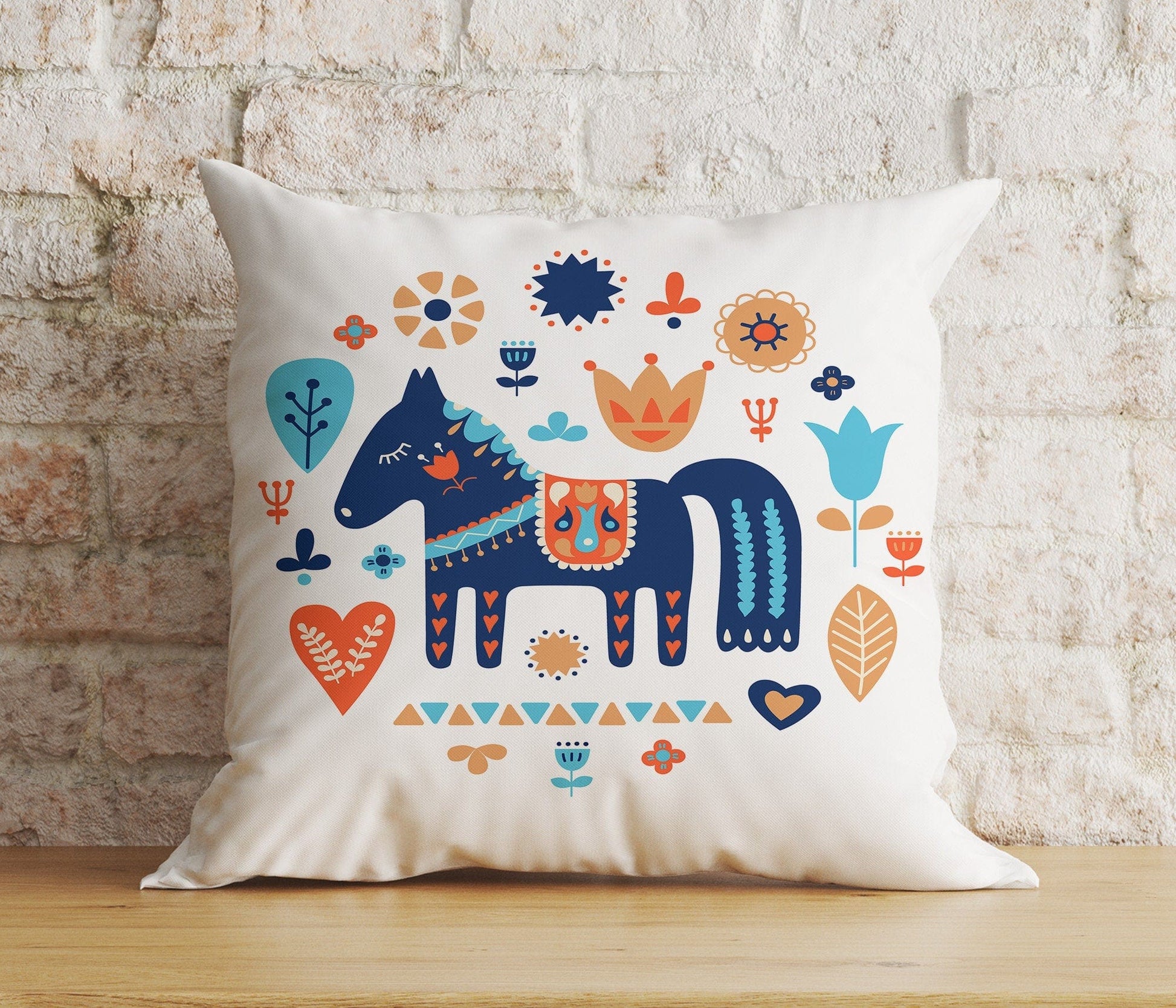 Onay Home Textile Cushion Covers 3 / 12 x 12 inch (30 x 30 cm) Double Side Folk Art Animals Cushion Covers, Folk Art Pillow Cover