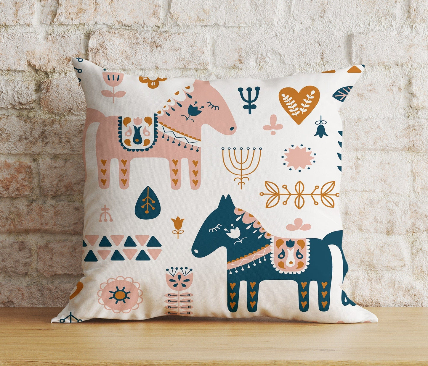 Onay Home Textile Cushion Covers 1 / 12 x 12 inch (30 x 30 cm) Double Side Folk Art Animals Cushion Covers, Folk Art Pillow Cover