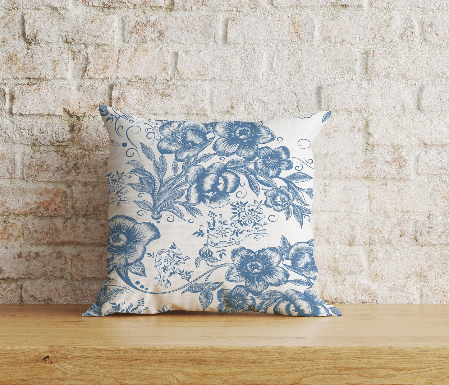 Onay Home Textile Cushion Covers 2 / 12 x 12 inch (30 x 30 cm) Double Side French Toile Cushion Covers French Blue Forest Pillow Cover