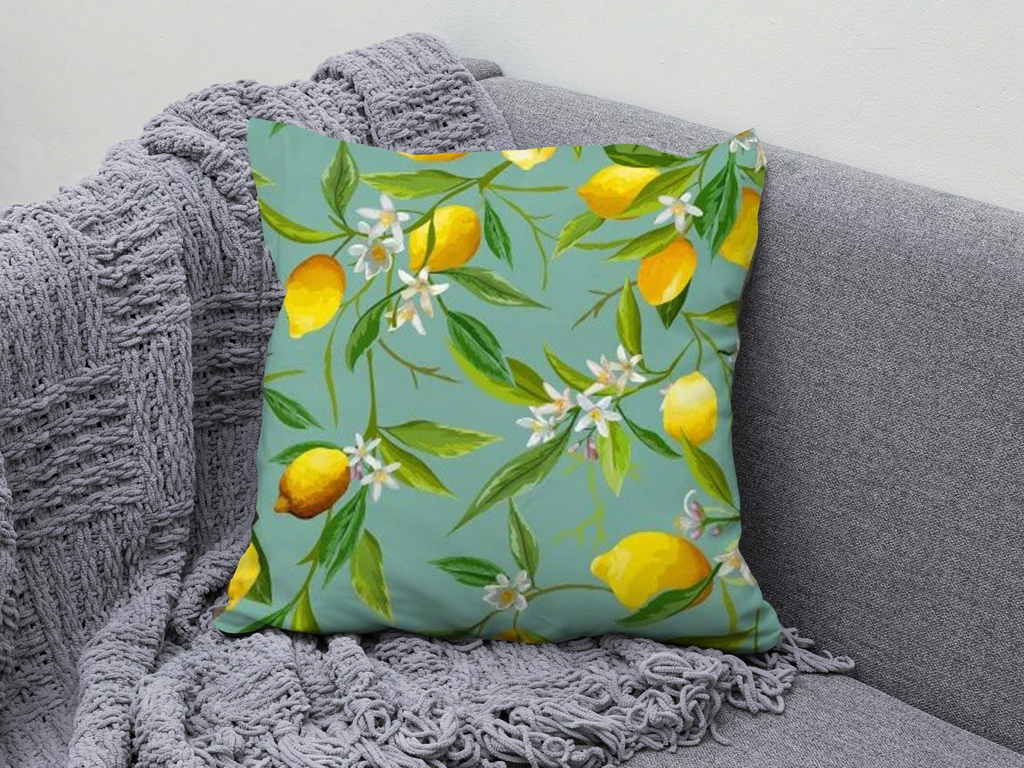 Onay 7 / 12 x 12 inch (30 x 30 cm) Fresh Lemon Decorative Green Lemon Tree Cushion Cover