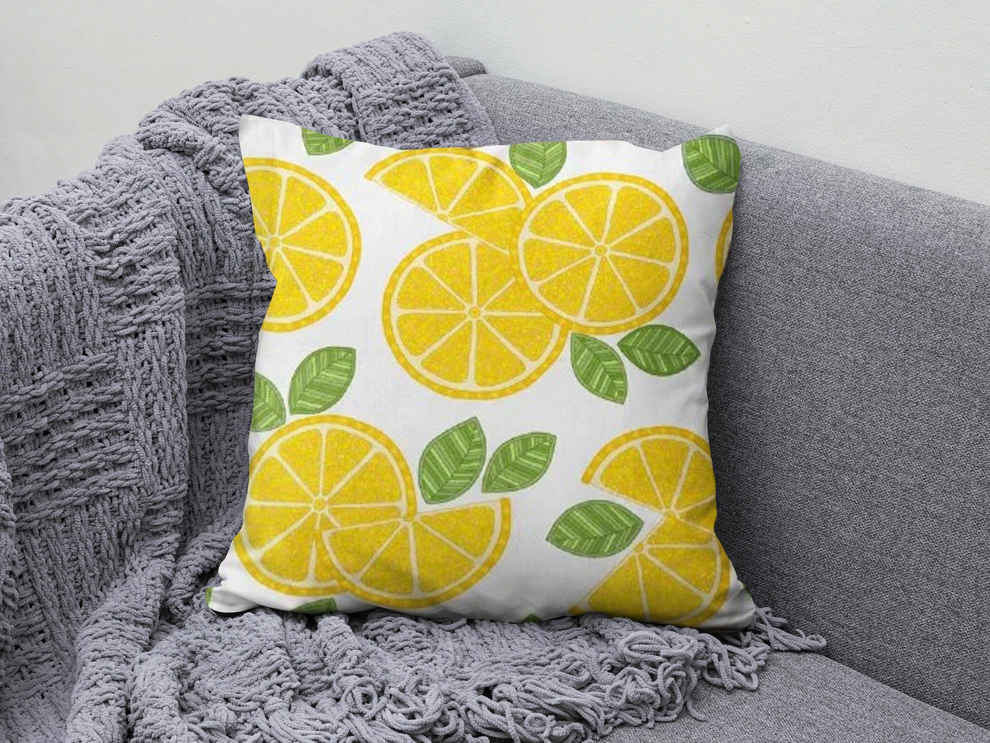 Onay 5 / 12 x 12 inch (30 x 30 cm) Fresh Lemon Decorative Green Lemon Tree Cushion Cover