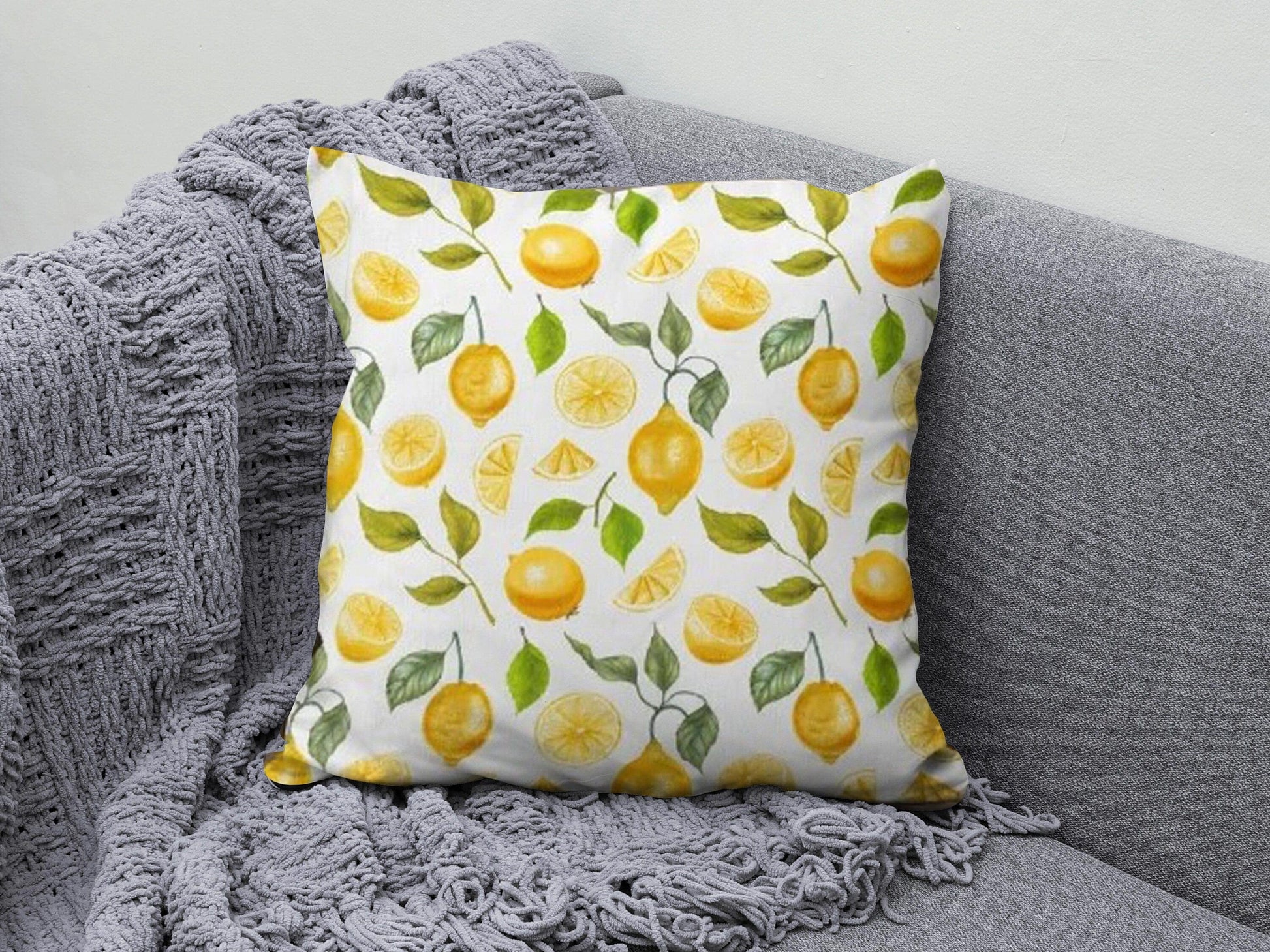 Onay 3 / 12 x 12 inch (30 x 30 cm) Fresh Lemon Decorative Green Lemon Tree Cushion Cover