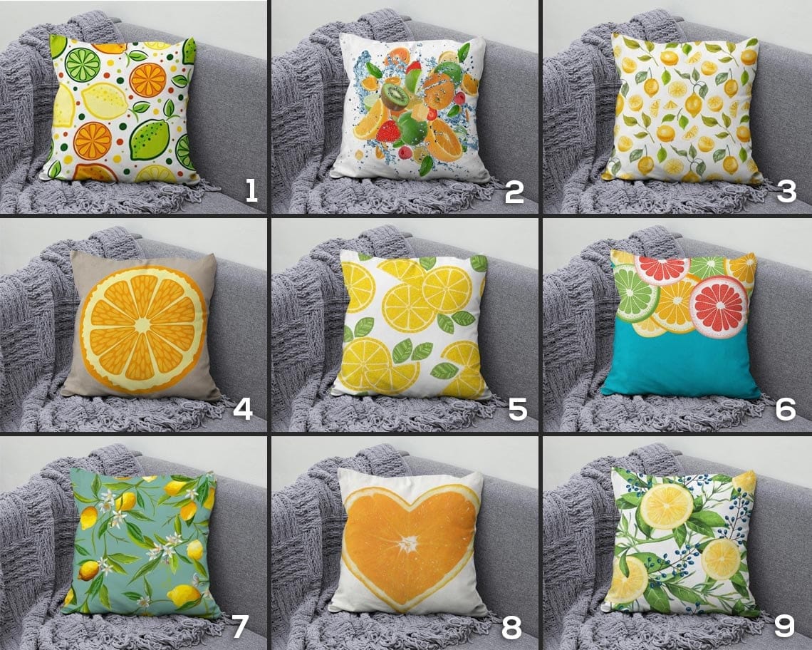 Onay Fresh Lemon Decorative Green Lemon Tree Cushion Cover