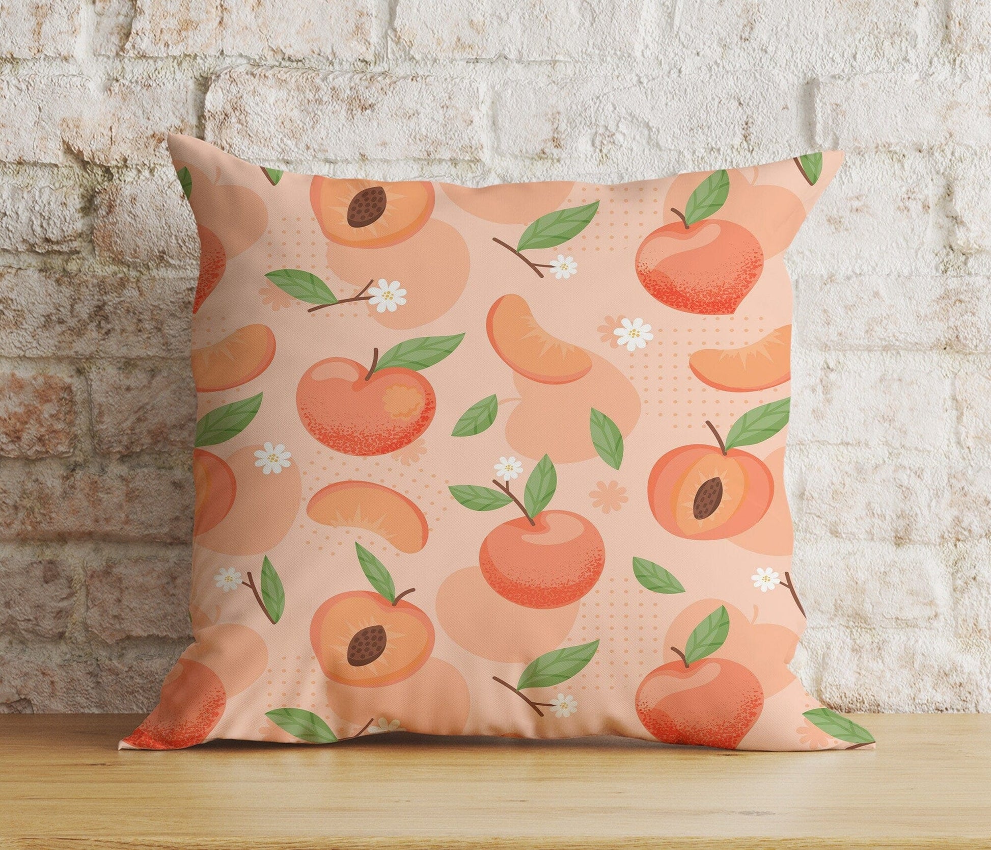 Onay Home Textile Cushion Covers 8 / 12 x 12 inch (30 x 30 cm) Double Side Fruity Peach Pillows Cover Peach Couch Cushion Covers