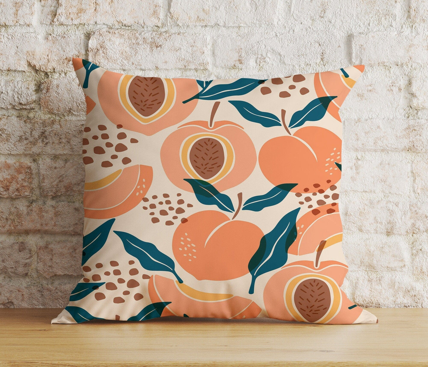 Onay Home Textile Cushion Covers 7 / 12 x 12 inch (30 x 30 cm) Double Side Fruity Peach Pillows Cover Peach Couch Cushion Covers