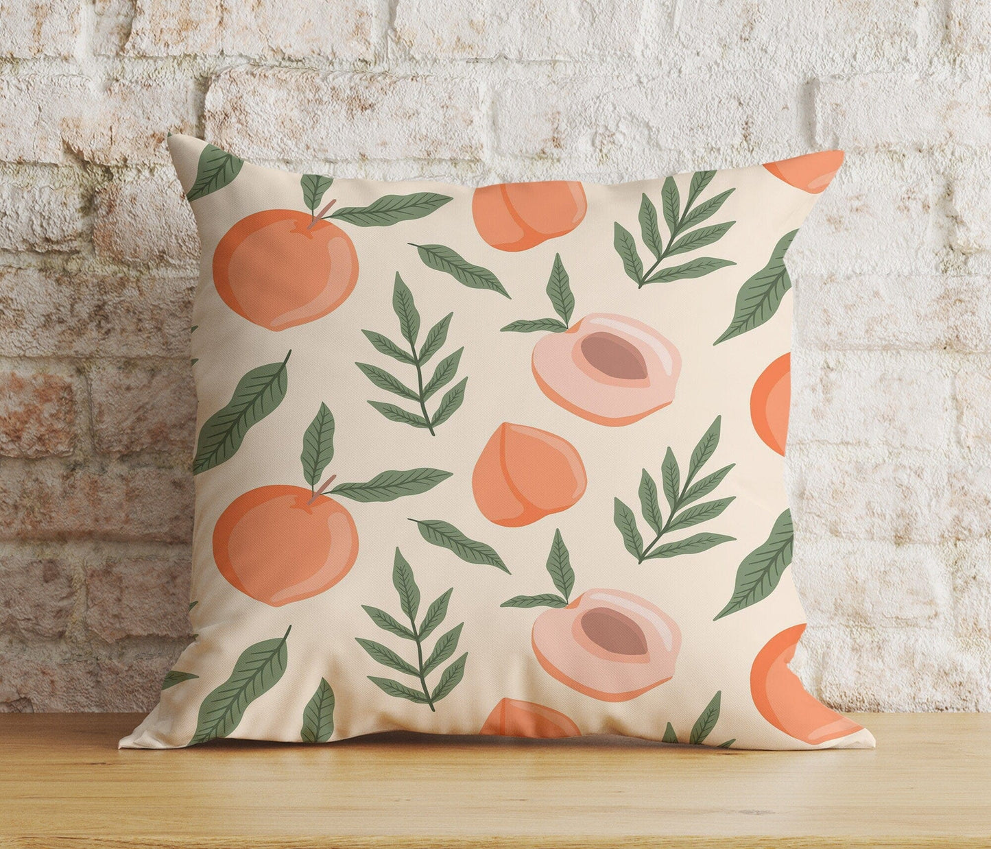 Onay Home Textile Cushion Covers 6 / 12 x 12 inch (30 x 30 cm) Double Side Fruity Peach Pillows Cover Peach Couch Cushion Covers