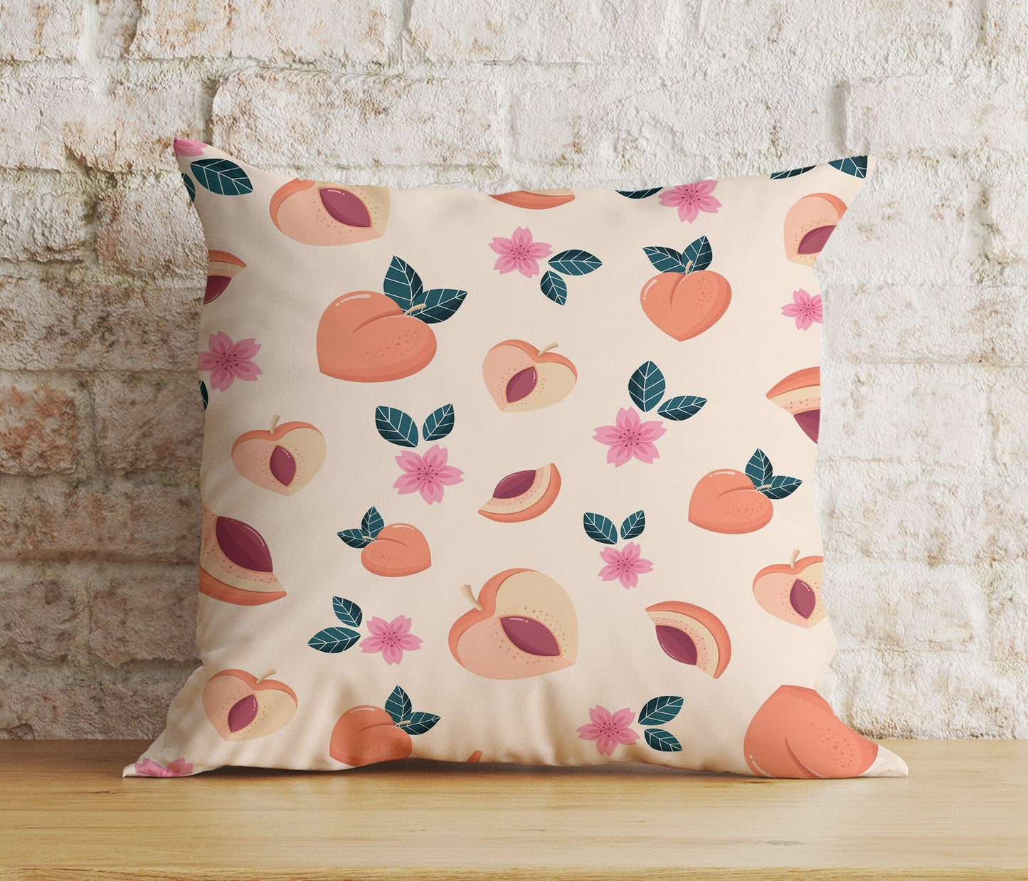 Onay Home Textile Cushion Covers 5 / 12 x 12 inch (30 x 30 cm) Double Side Fruity Peach Pillows Cover Peach Couch Cushion Covers